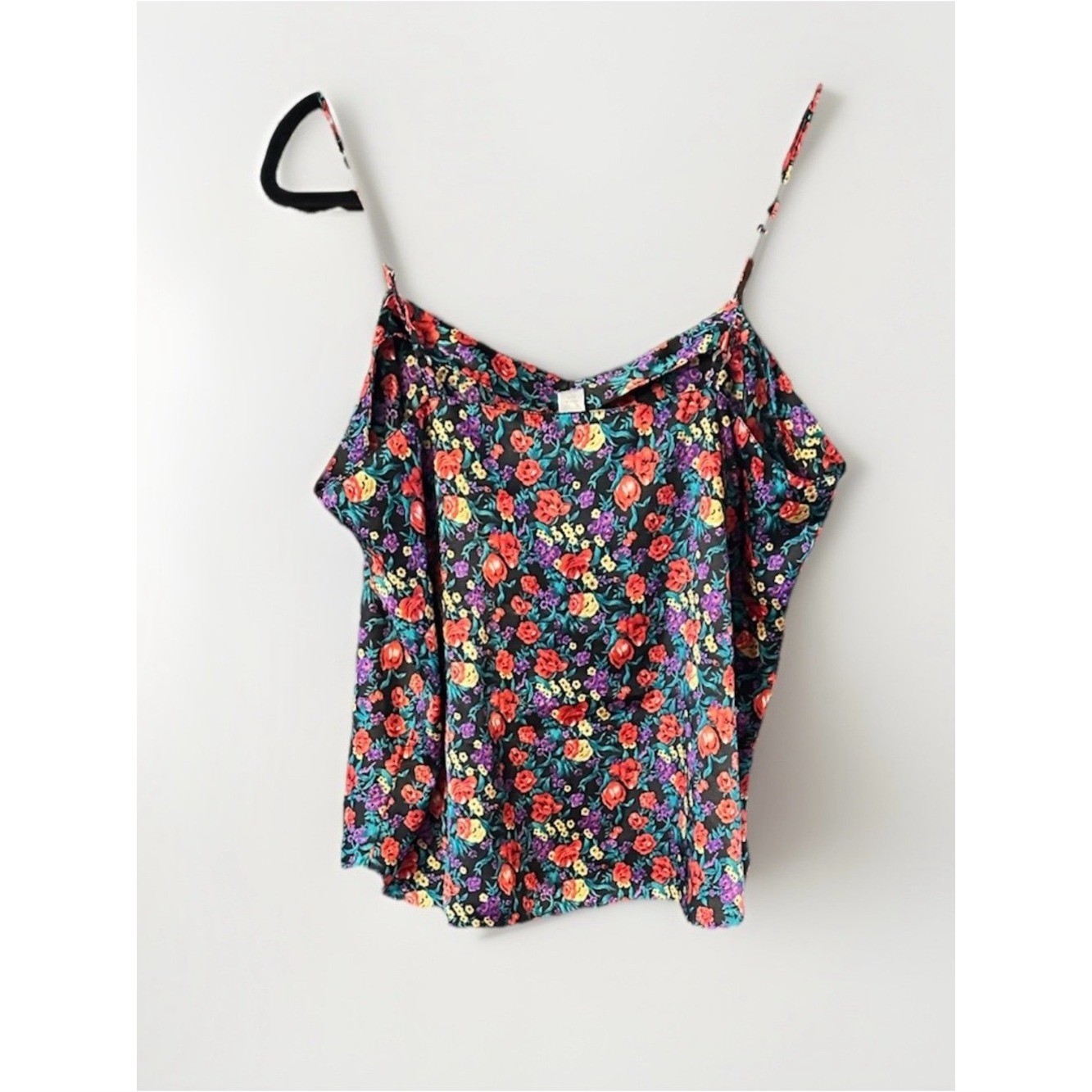 Source Unknown Black Floral Spaghetti-Strap Cami
