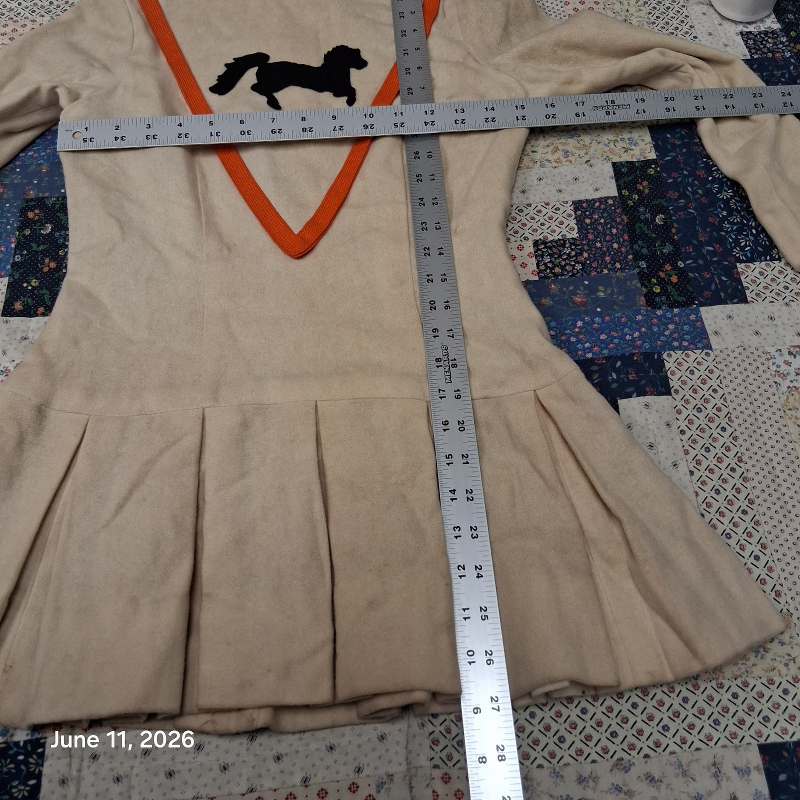 True Vintage 60s Mod Cheerleader Uniform Dress Pony Horse Appliqué Talon Zip