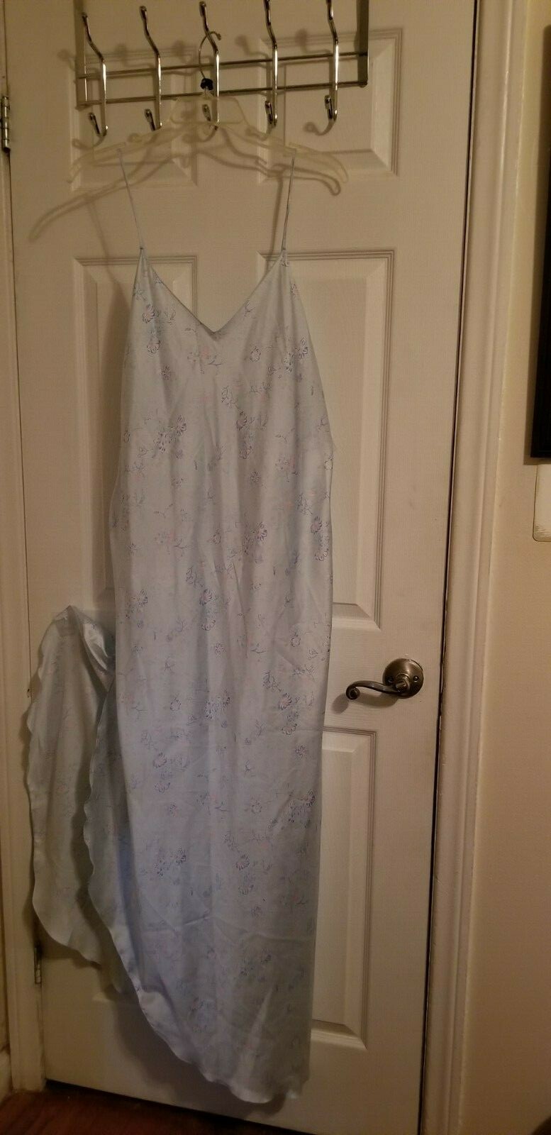 Vintage Jenelle of California long nightgown SZ Med/tall Blue w/flowers lovely
