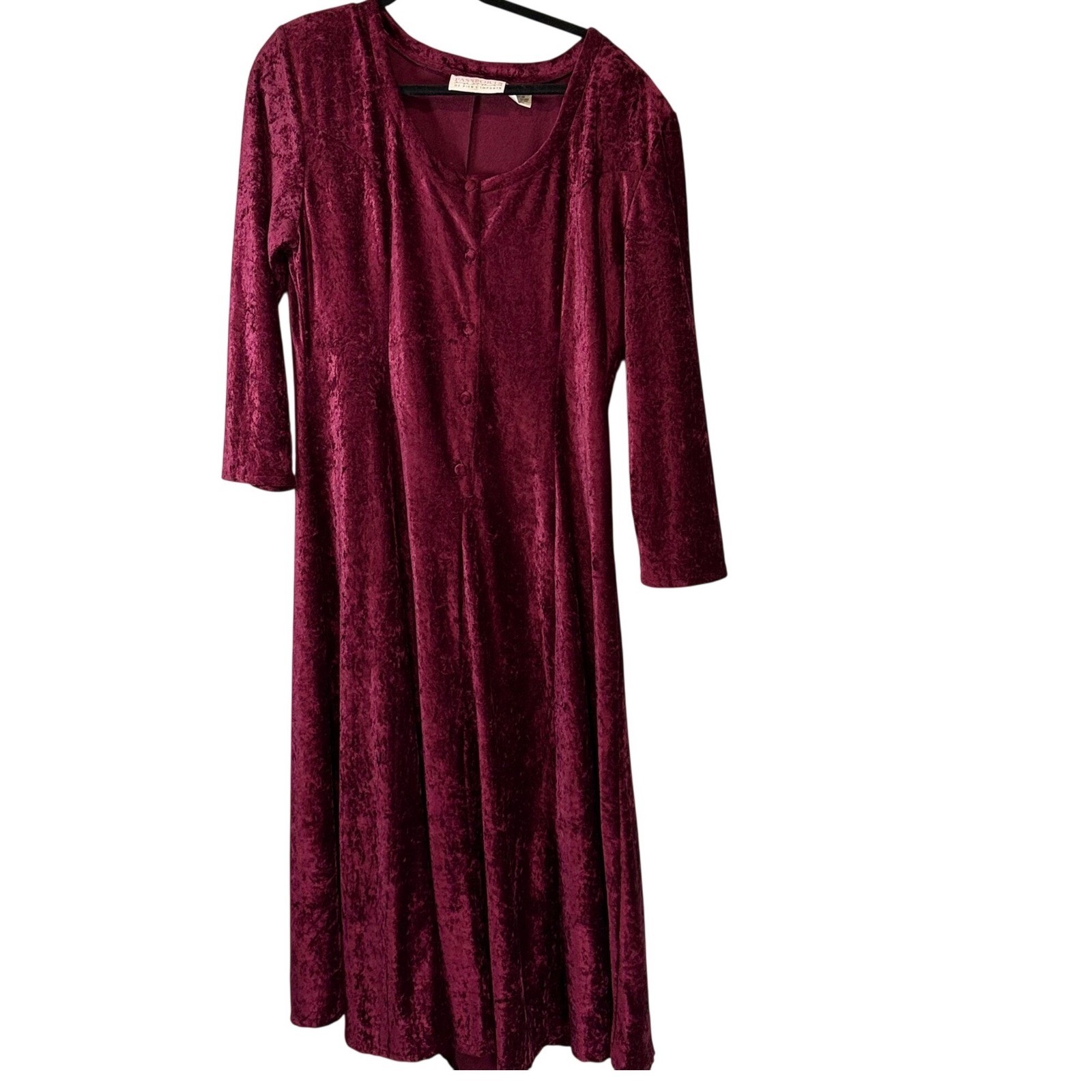 Passports Pier 1 Imports Vintage Burgundy Crushed Velvet Dress L 90&rsquo;s vampire