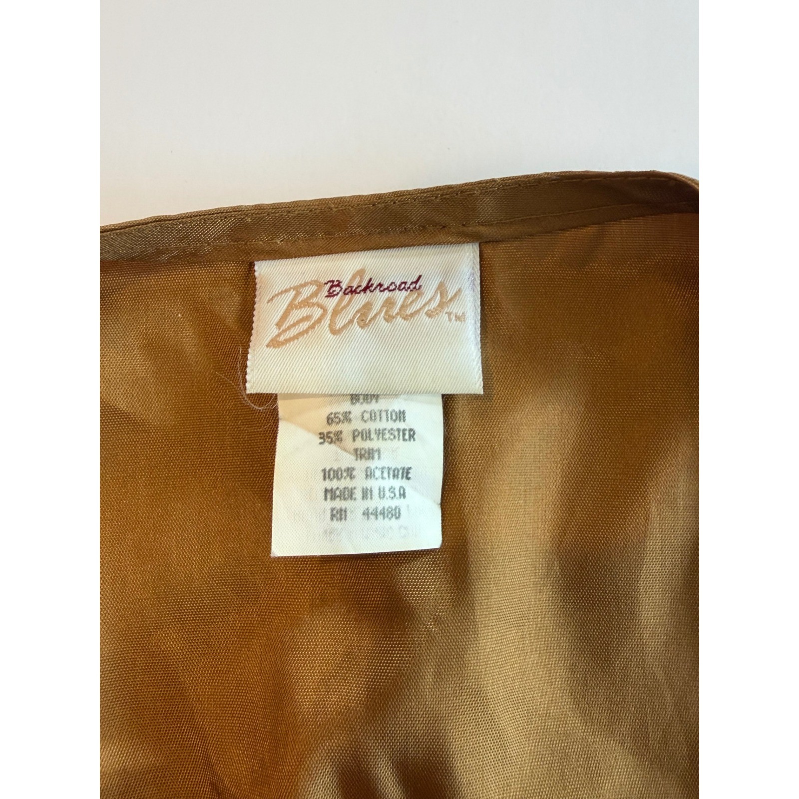 Vintage Backroad Blues Coffee Tapestry Vest Brown Espresso French Press 90s USA