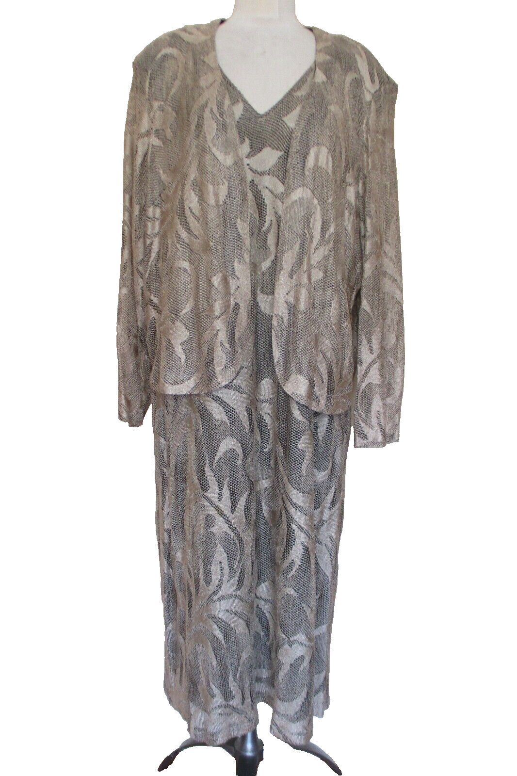 Vintage Giorgio Sant Angelo Dress Outfit Set Size 20 Antique Gold Mesh