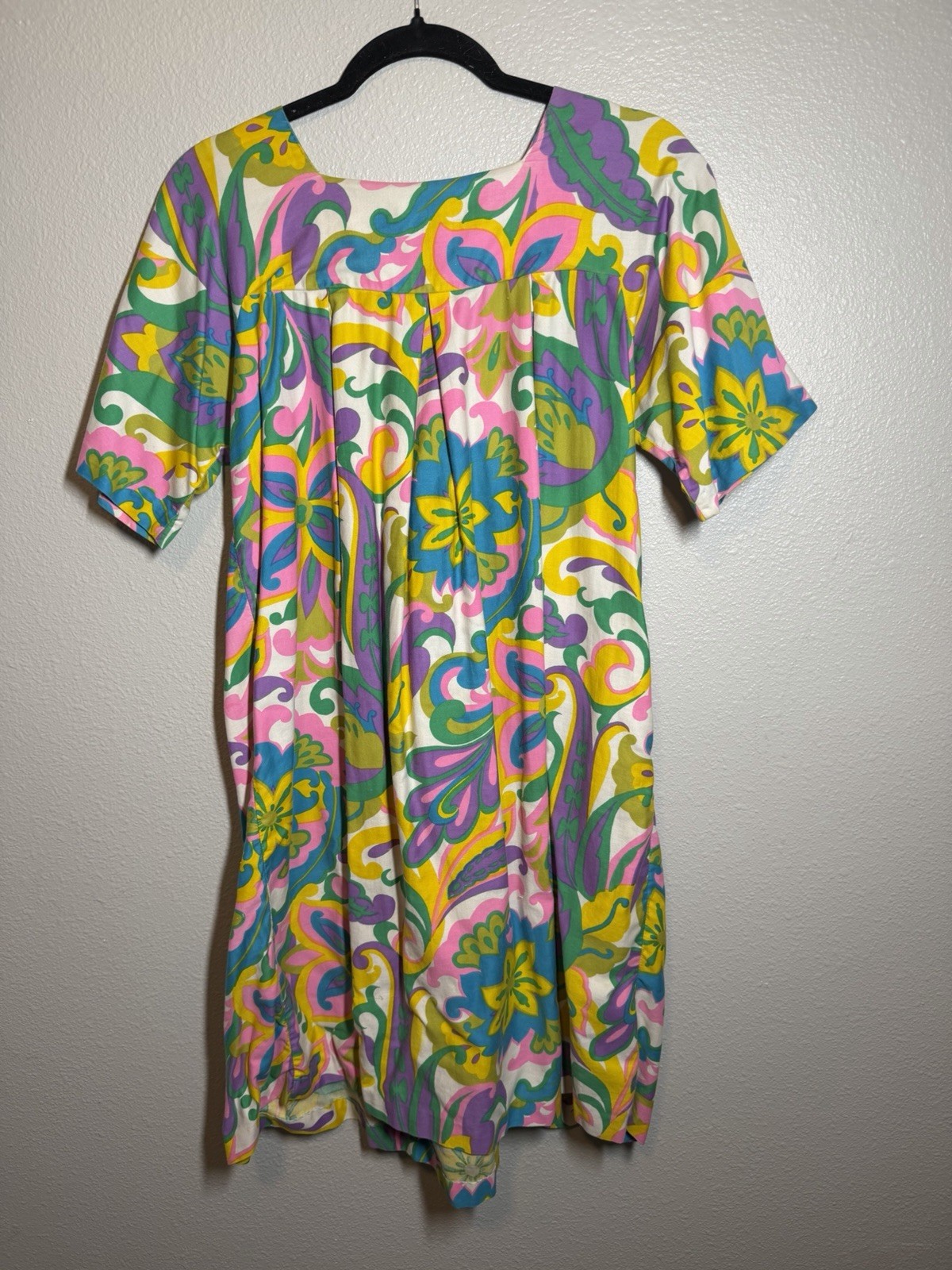 Vtg Sears MuuMuu Caftan Floral House Lounge Dress Medium Hawaiian 1970s Cotton