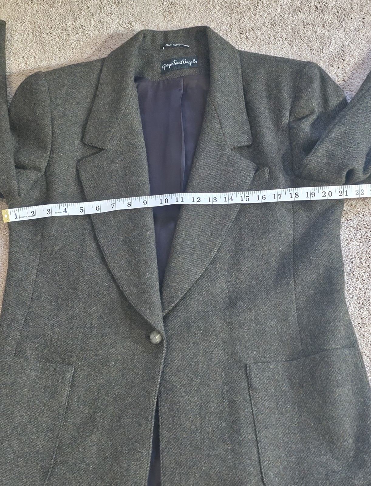 Vintage Women&rsquo;s Brown Wool Blazer Size 14 Giorgio Sant Angelo