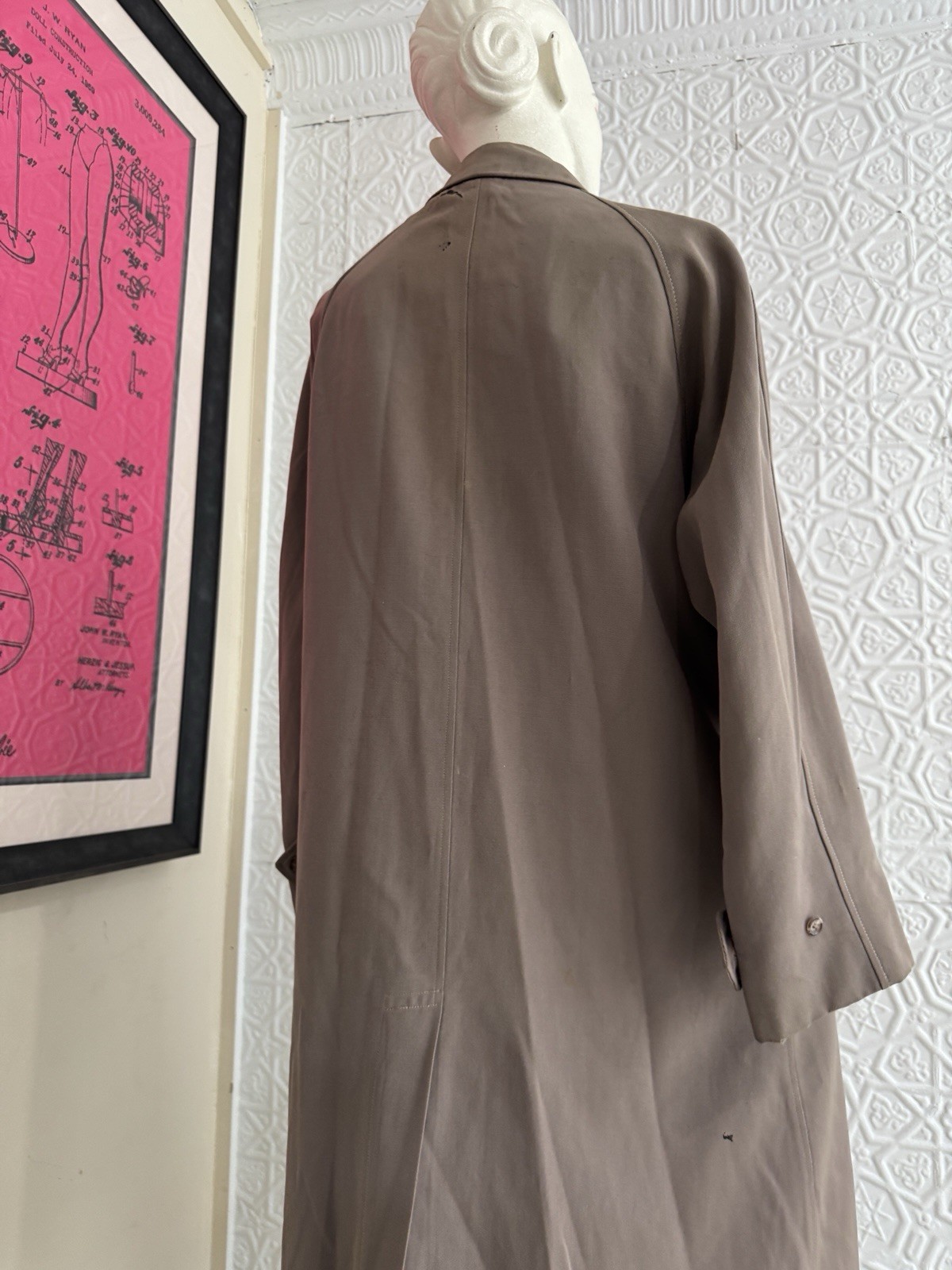 Original Vintage Mac-Chas Macintosh Overcoat-1940s-Rain-Beige-As is-Winter Coat