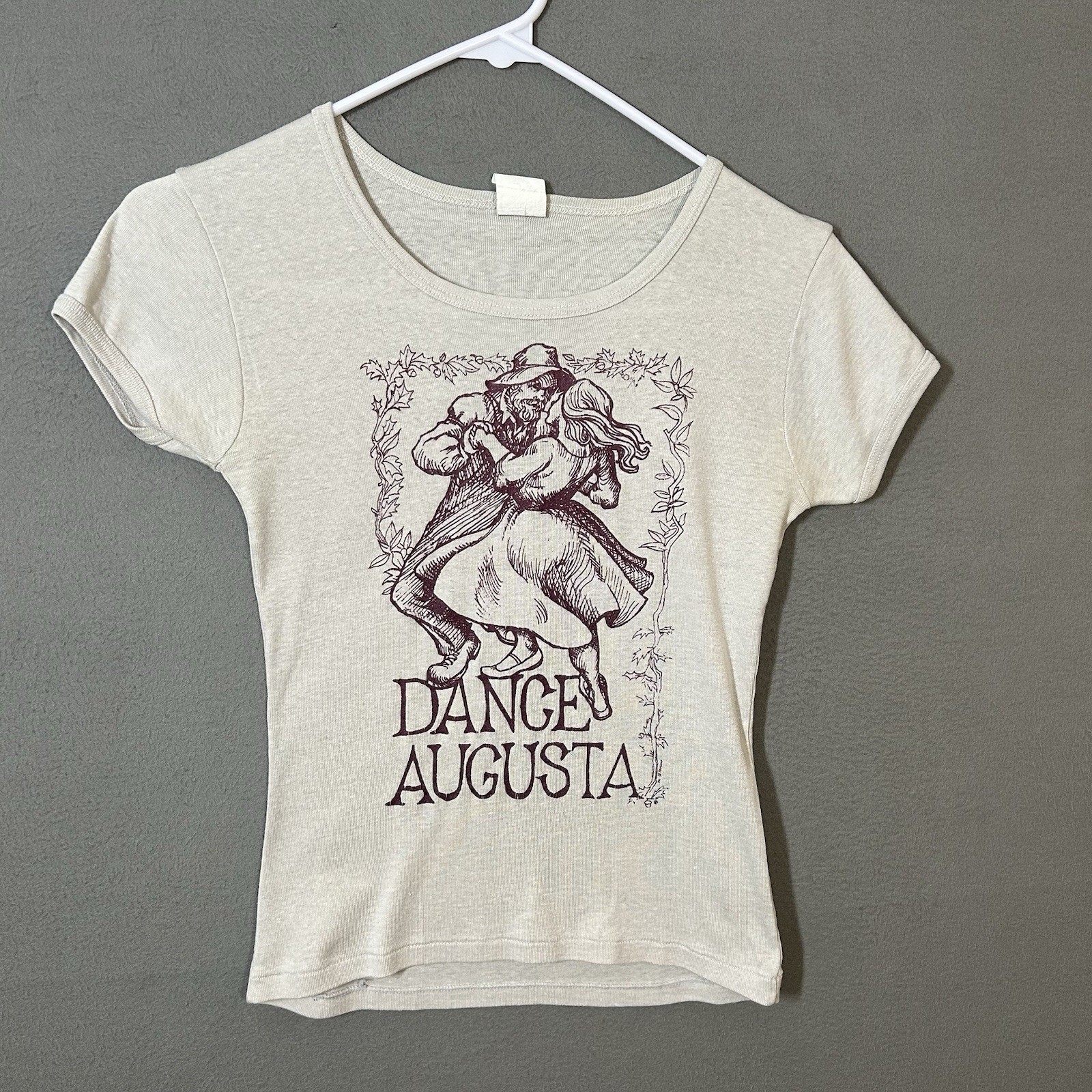 VTG 80s « Dance Augusta » Ladies Cap Sleeve T Shirt Adult Fits XL Anvil