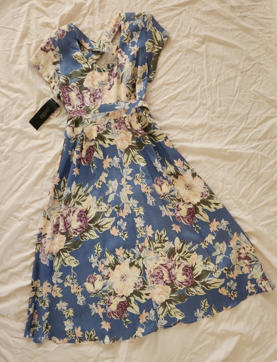 VTG NWT Womens P6 Sundress Tea Dress 80&rsquo;s Blue Floral Cottagecore Unworn USA