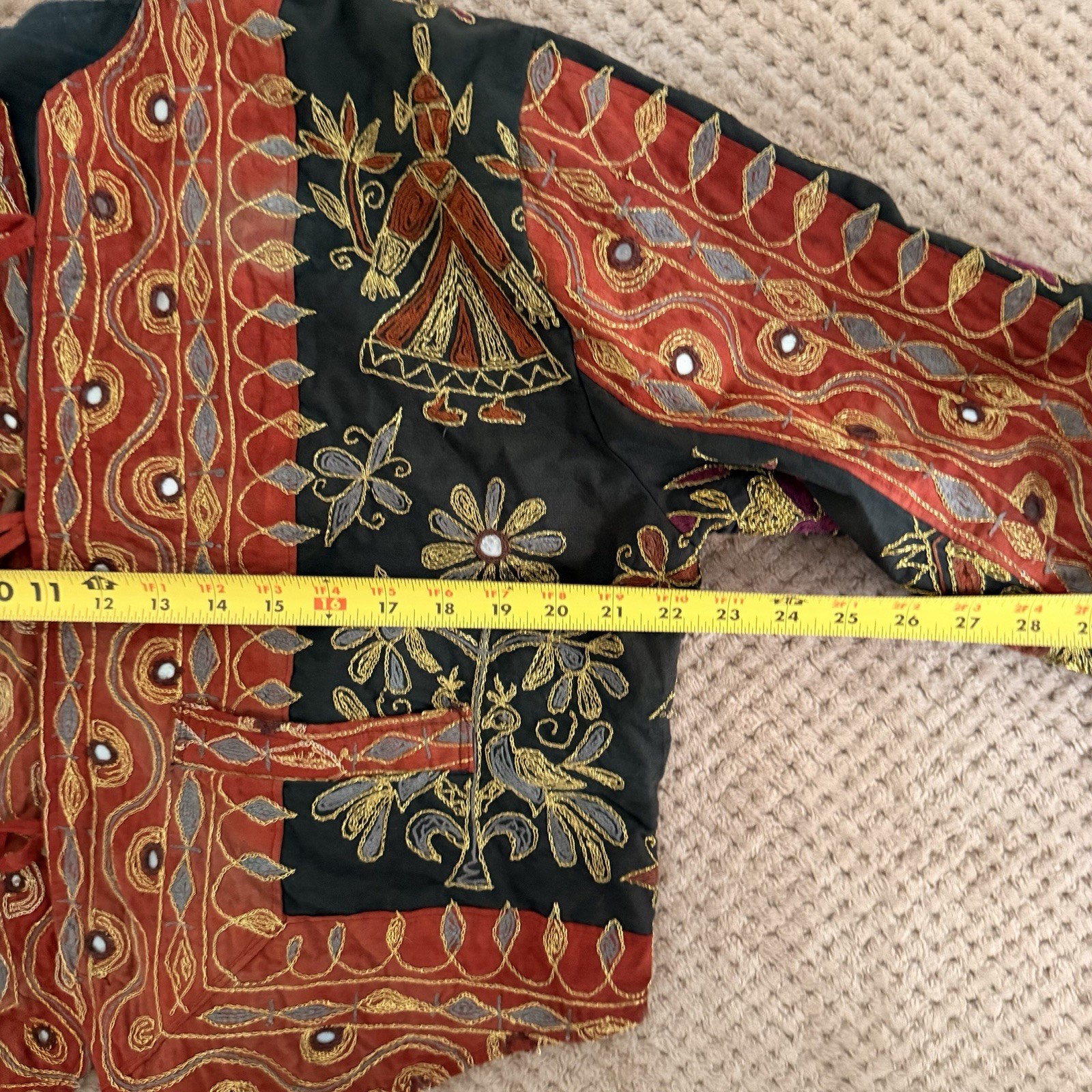 Vintage Kutch Embroidered Jacket Mirror Work Shisha Boho Banjara Tribal India