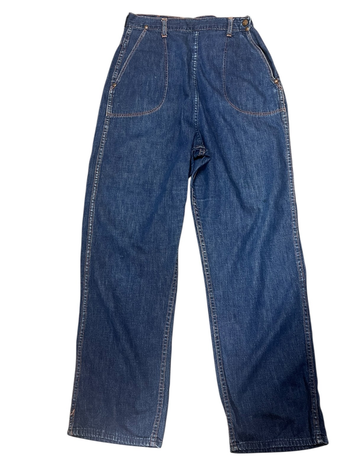Sz 18 Vtg 40s 50s 29×29 Jeanies Blue Bell Denim Jeans Wrangler Adj Snap Side Zip