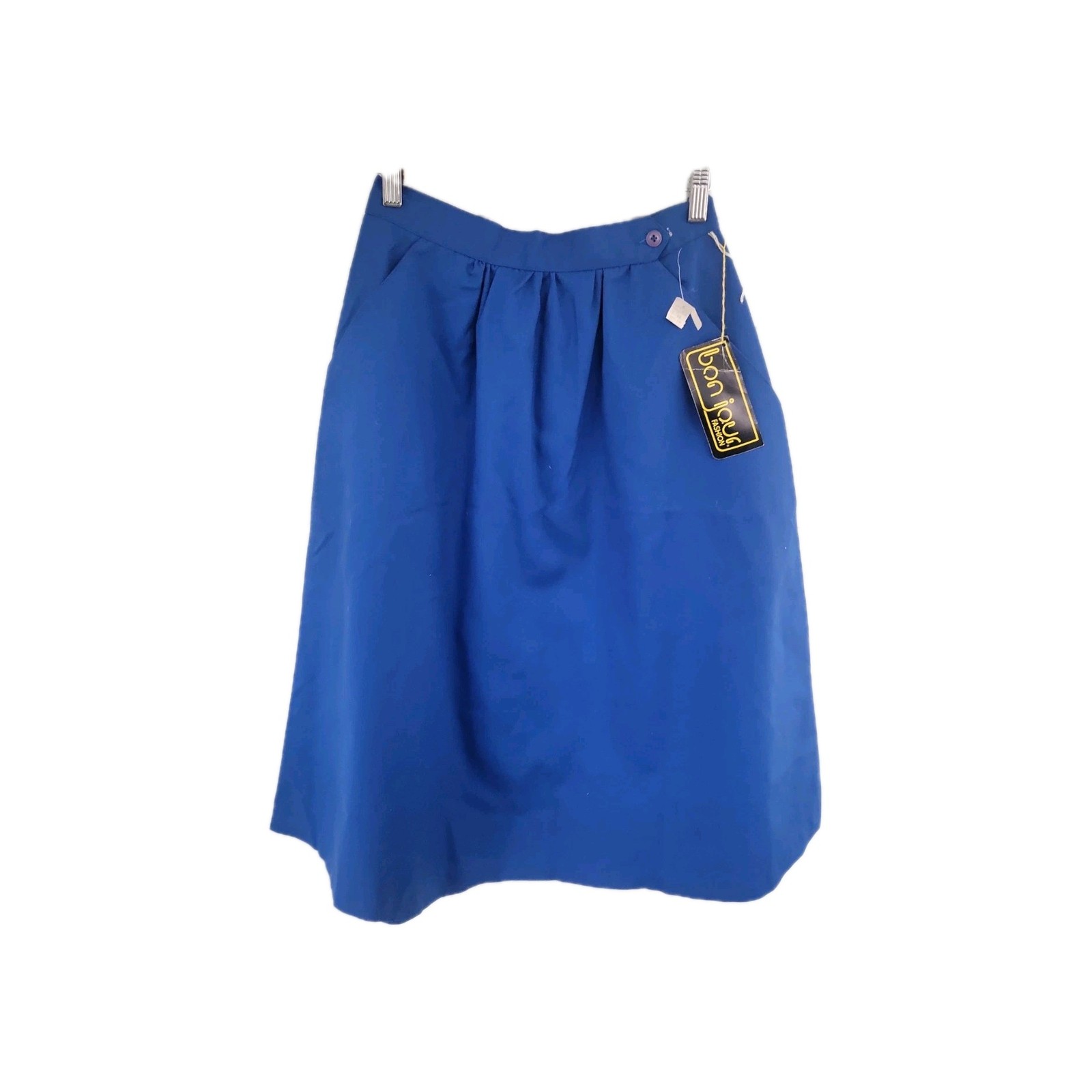 Vintage 80&rsquo;s Bon Jour Electric Blue Midi High Waist A- Line Skirt 26&Prime; Waist
