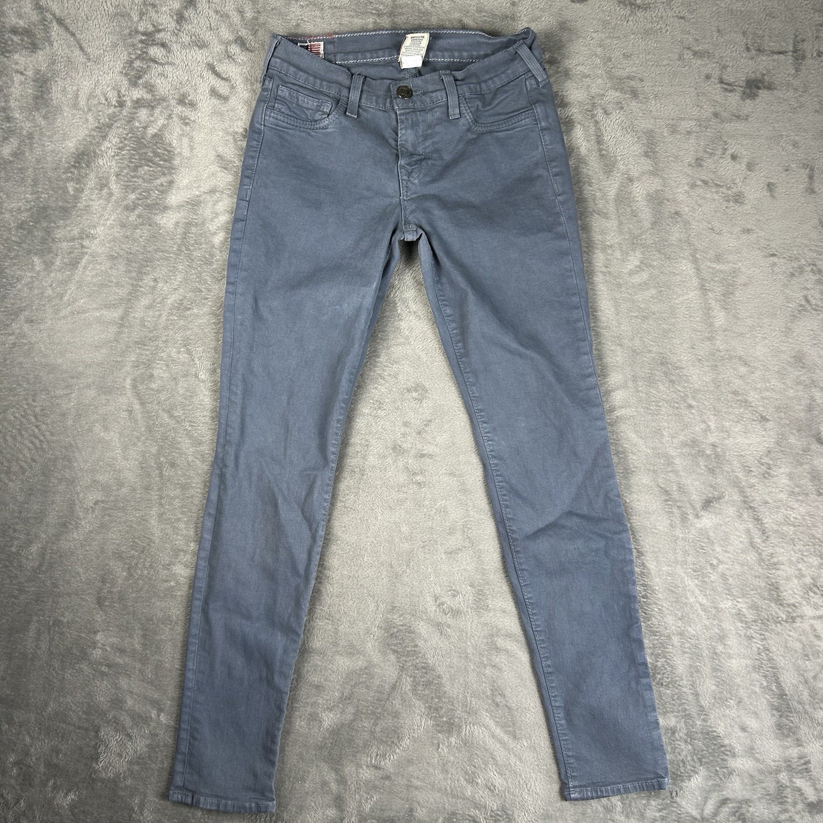 Vintage True Religion Jeans Women&rsquo;s 27 (27×28) Blue Gray Skinny Y2K Made in USA