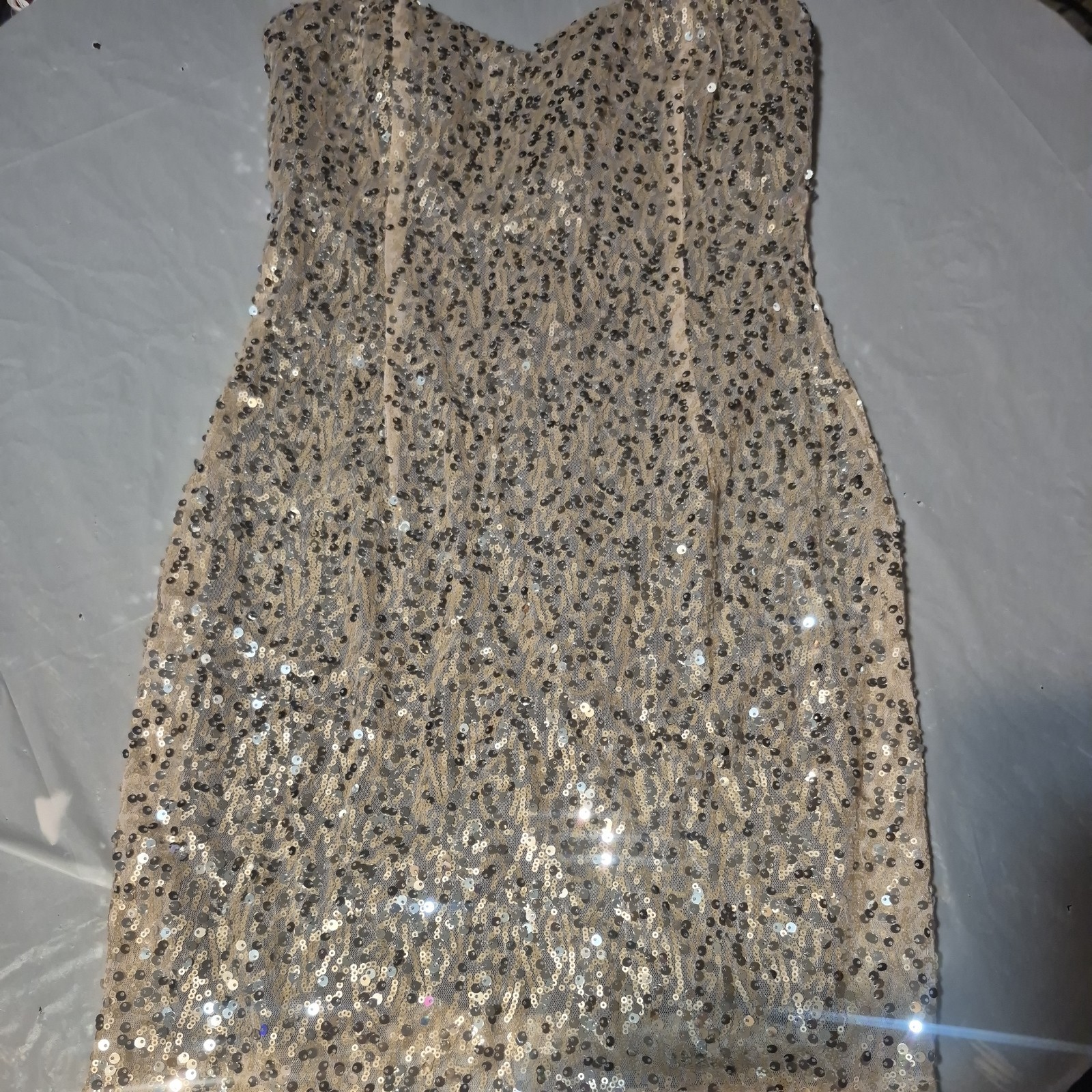 Trixxi Gold Sequin Strapless Dress Sz 7 Sparkle Blingg