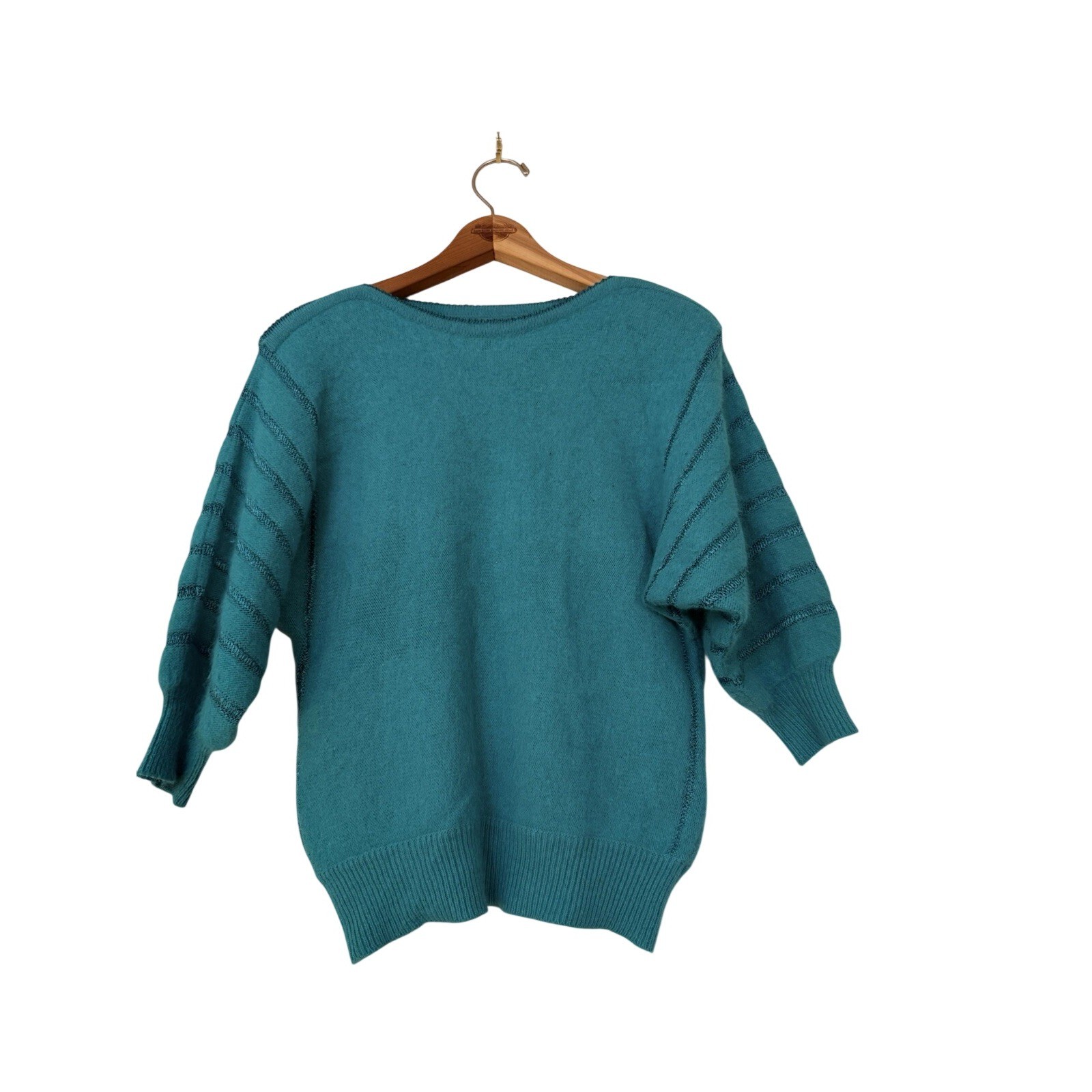 70&rsquo;s Vtg. Cashmere Teal Sweater, Sm. Unbranded /Handmade Stunning NEW Condition