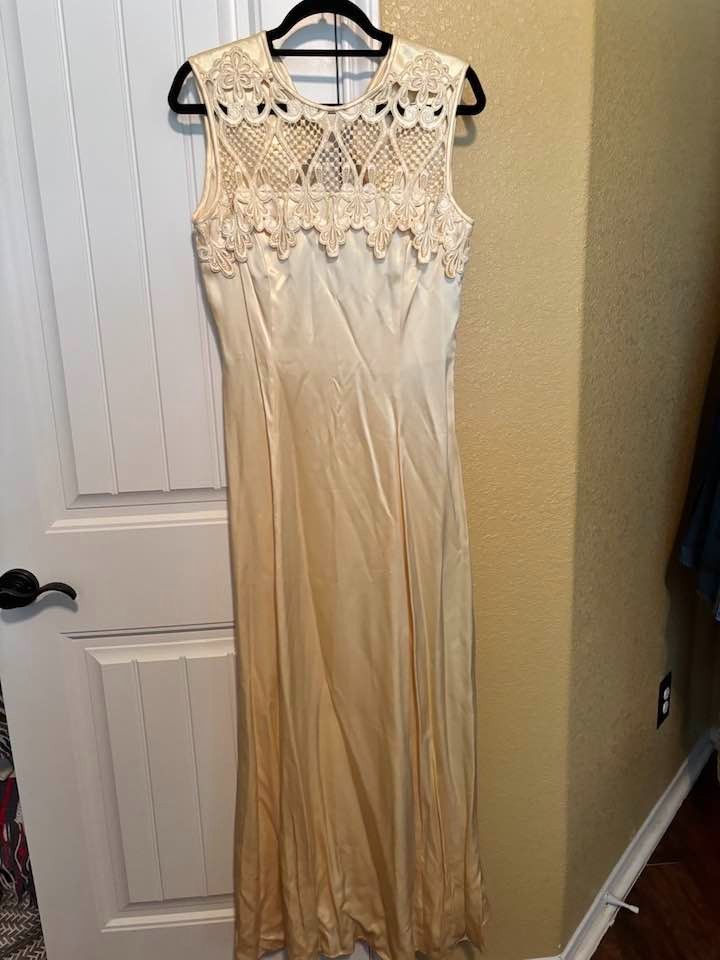 Vintage Jessica McClintock Champagne Satin Wedding Evening Dress Gown Size 10