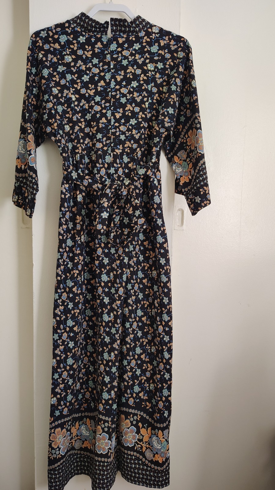 Vintage Gilead Floral Maxi Dress 1970&rsquo;s Bell Sleeves Women&rsquo;s Full Length Medium