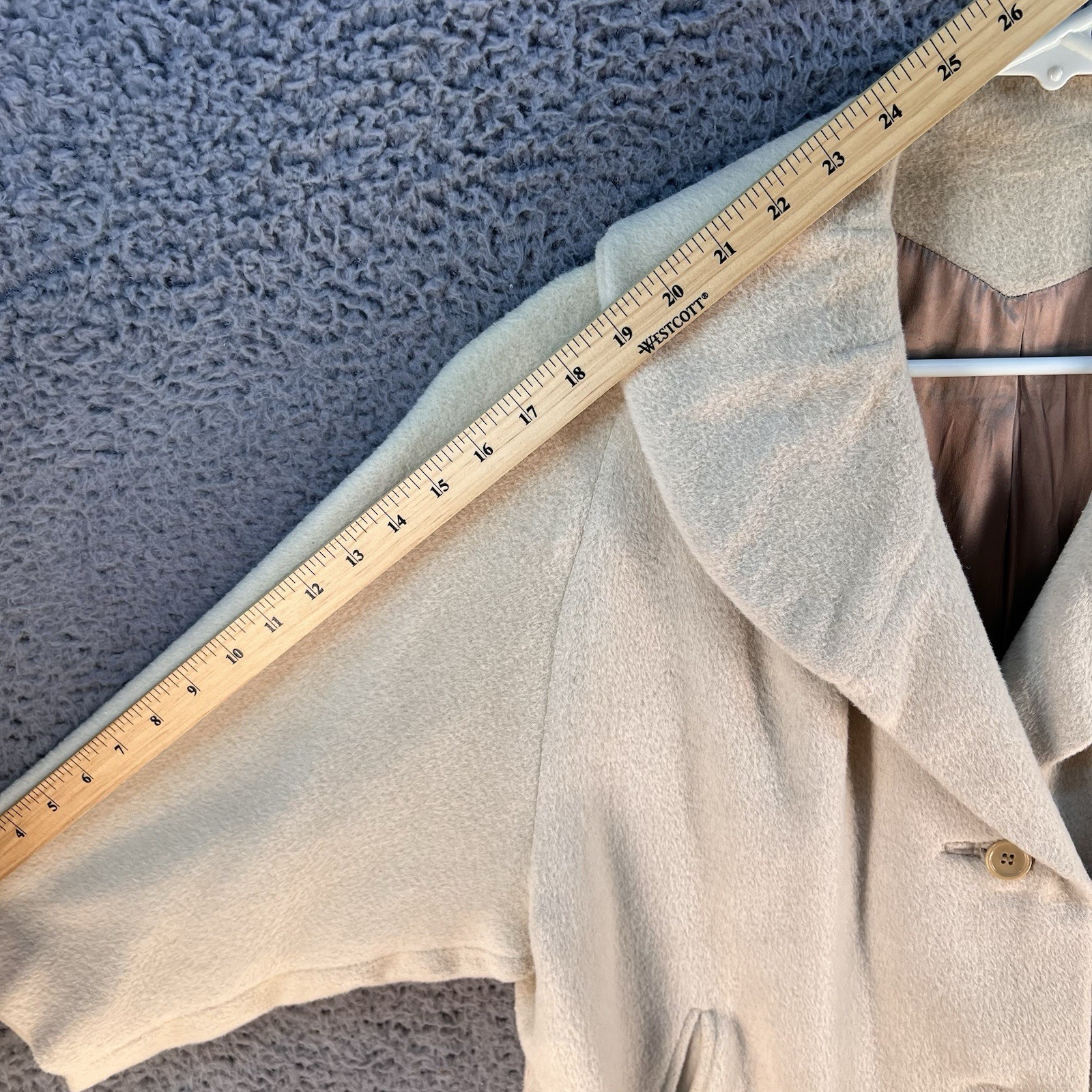 Vtg STROOCK Coat Womens Medium Cashmere Blend Beige Quiet Luxury Mob Wife Classy