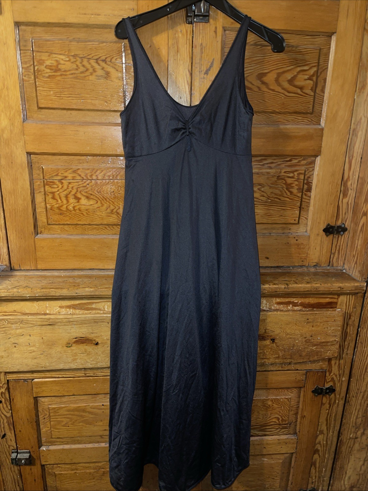 VTG Vanity Fair Sheer Negligee Nightgown Black Bust Sz 36 Tricot Nylon