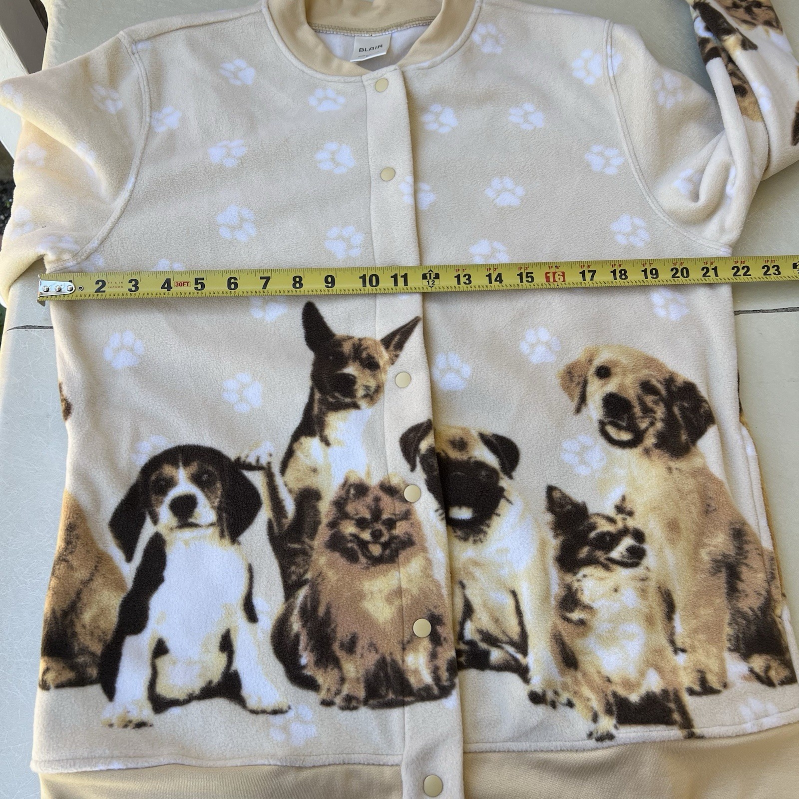Vintage Blair Button Jacket Fleece Dogs Puppies Full Zip Sweater Women&rsquo;s Size M