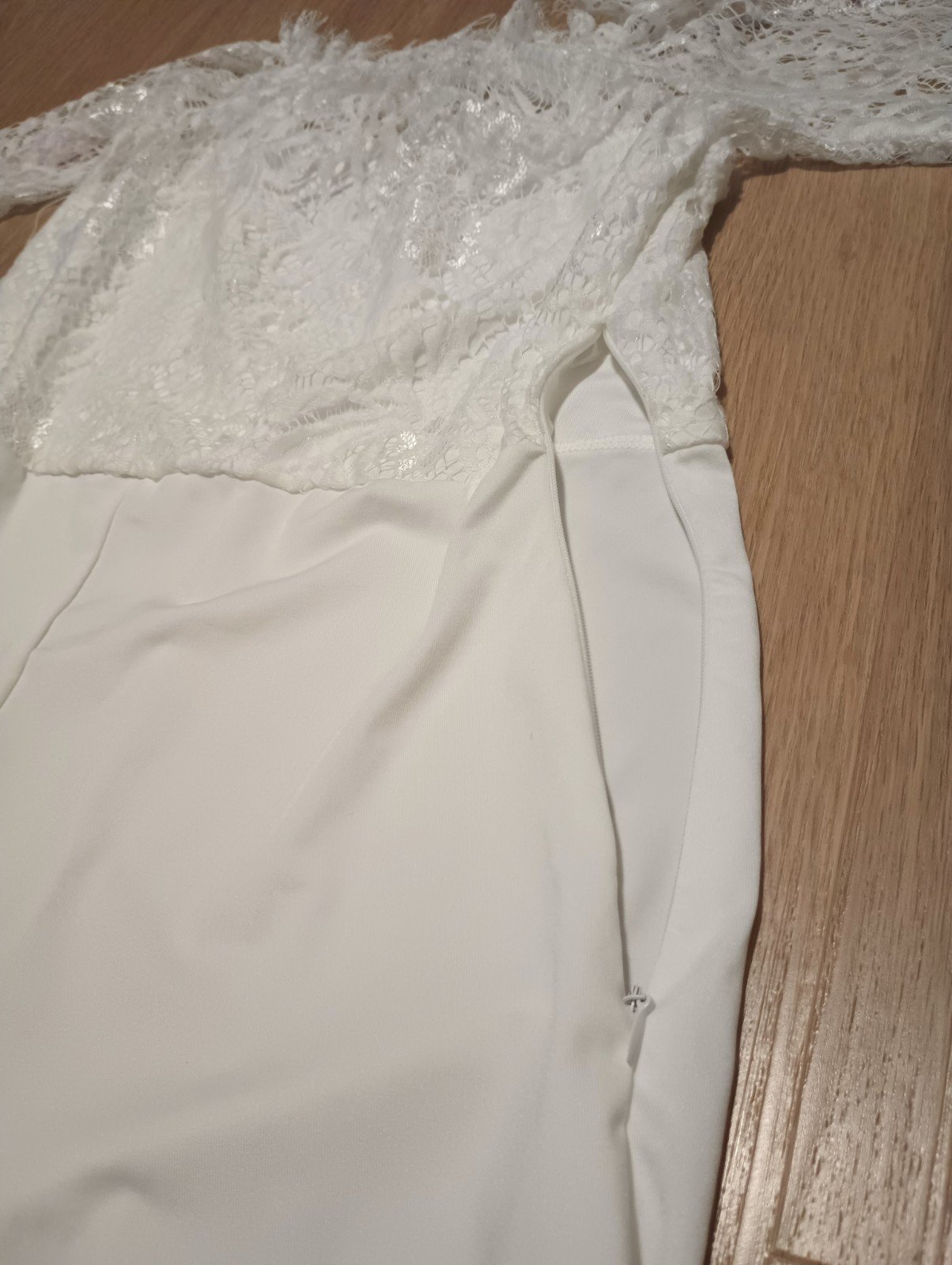 Vtg 80s Chantilly Lace Yoke Overlay Stretch Playsuit Romper summer beach XS