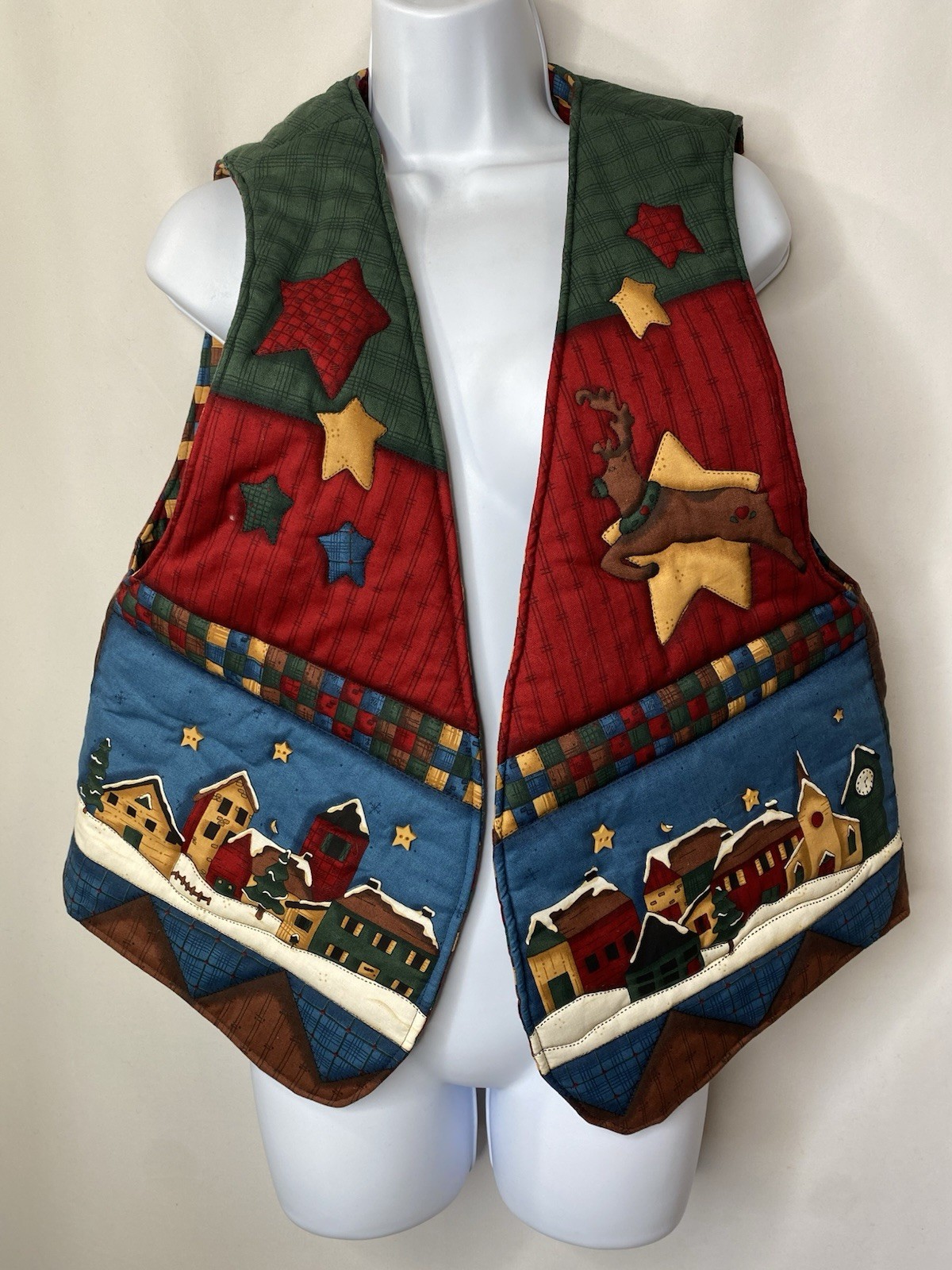 Womens Cottagecore Christmas Vest One Size Angels Deer Holidays Santa Clause