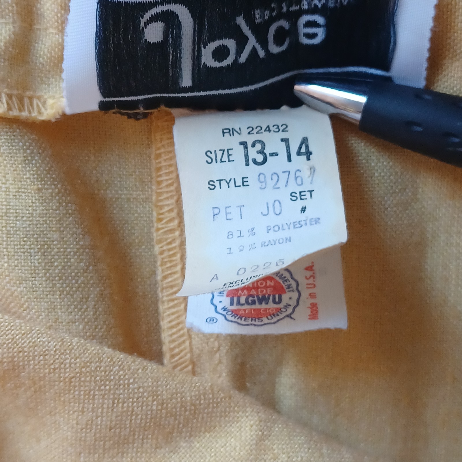 Vtg Joyce Sportswear Yellow Pencil Straight Skirt Pleats Sz 13/14 Made in USA