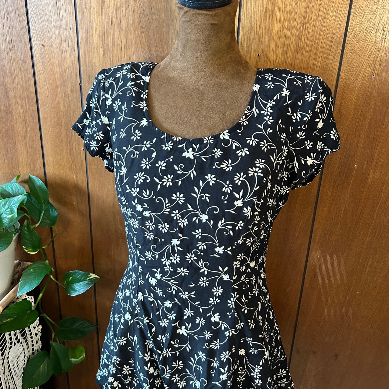 Vintage Rampage R-Wear Black Floral Mini Dress 90s Grunge Tiered Cottagecore