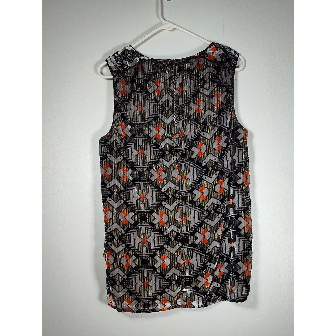 Anthropologie Meadow Rue art deco black gold velvet mixed tank blouse L
