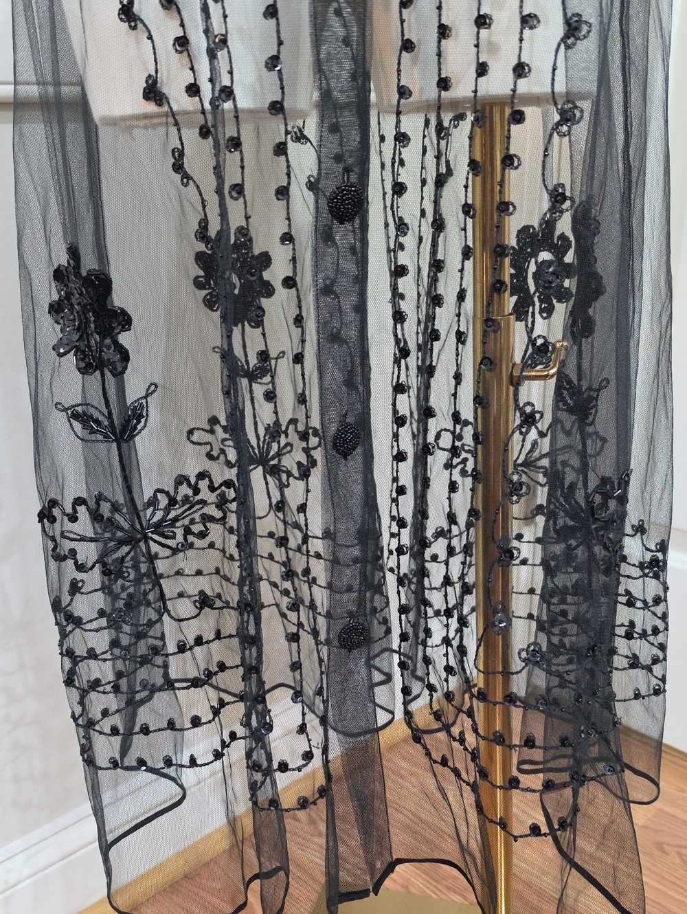 Vintage 90s Kenar Studio Hand-Beaded Sheer Mesh 2-Piece Vest & Skirt Set- Size S
