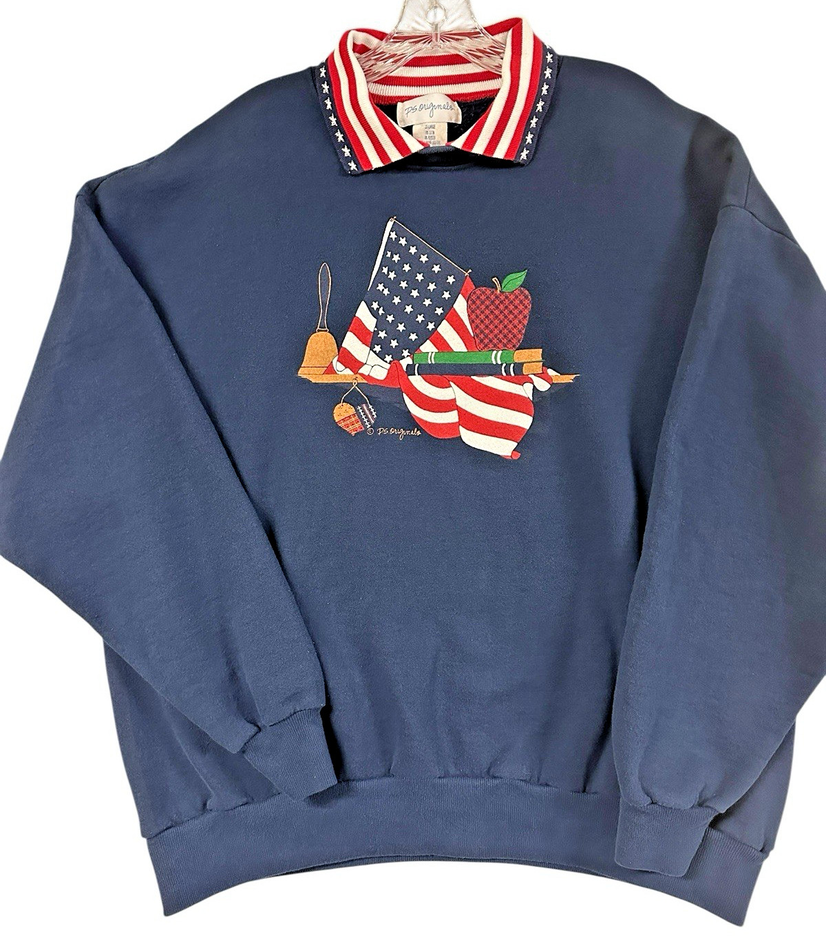 Vintage P.S. Originals Woman Teacher Art Crewneck Double Collar 2XL Preppy Books
