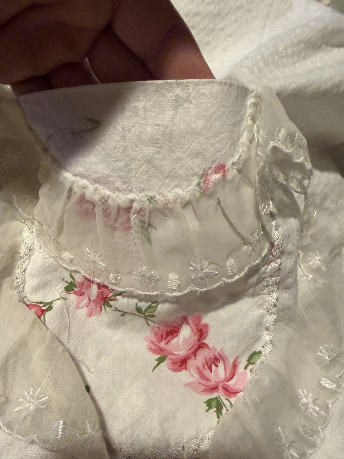 Upcycled Vintage Cottagecore Nightgown XL Shabby Chic Floral Lace Prairie Gown