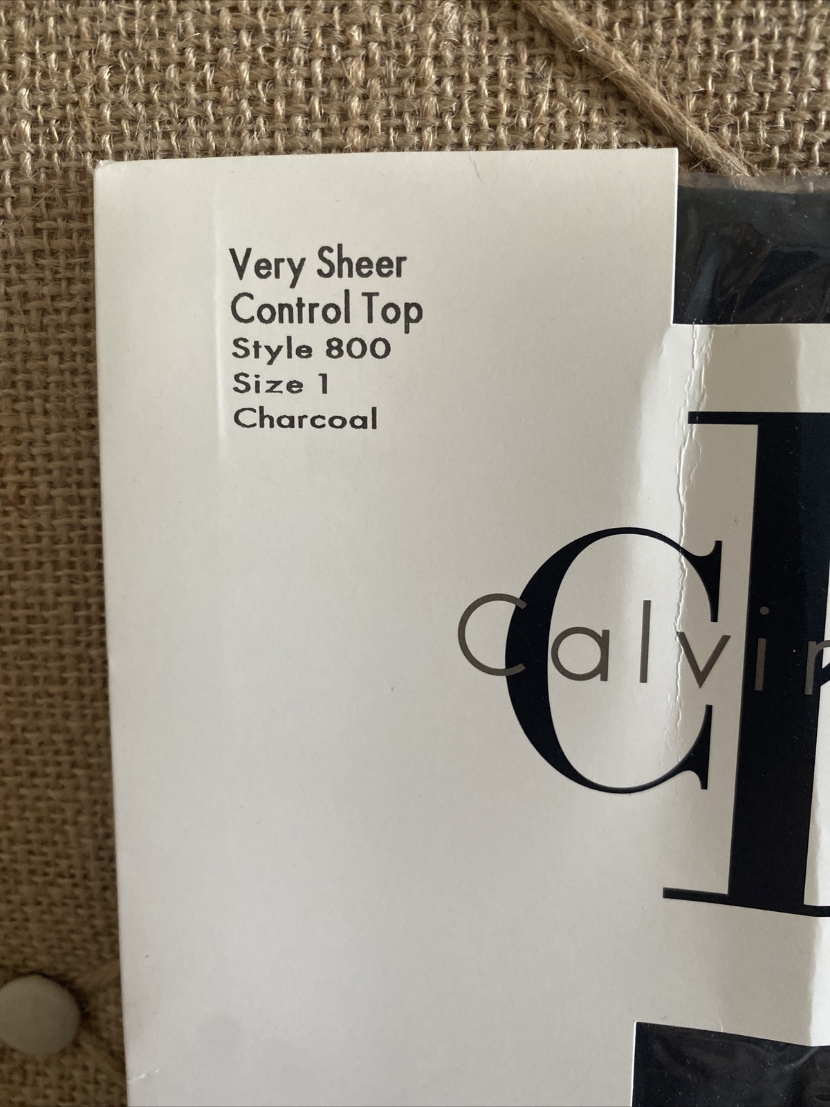 1990’s Calvin Klein Very Sheer Control Top Charcoal Pantyhose Size 1 Style 800