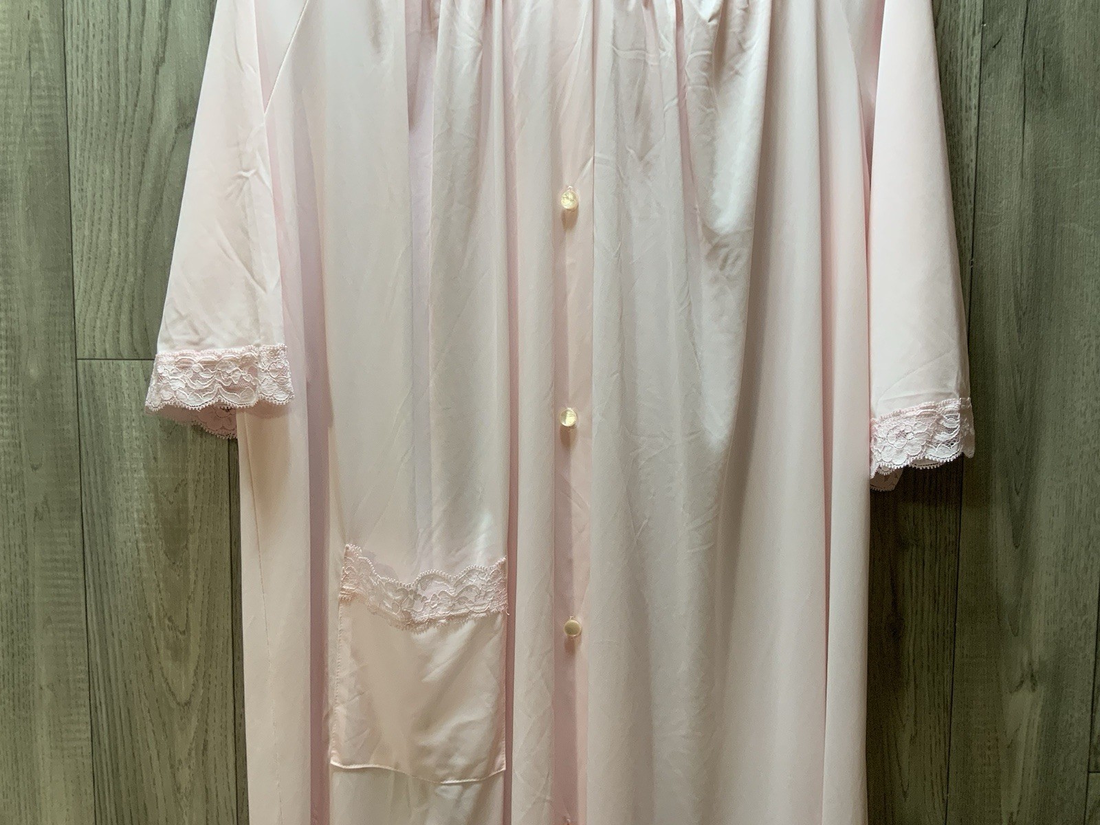 Vintage Shadowline Pink 3 Piece Set Nightgown/Pants/robe House Coat Size 44 Larg