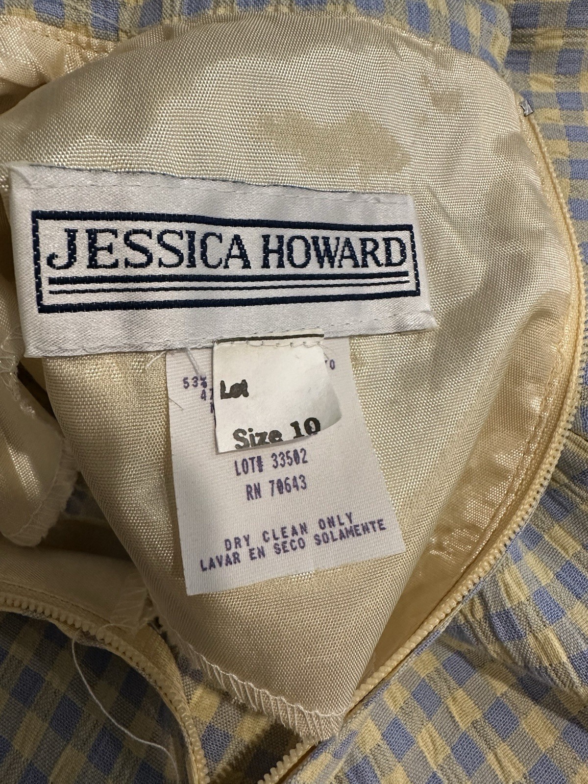 Vintage Blue Yellow Button Down Jessica Howard Dress Allie Notebook Style Sz 10