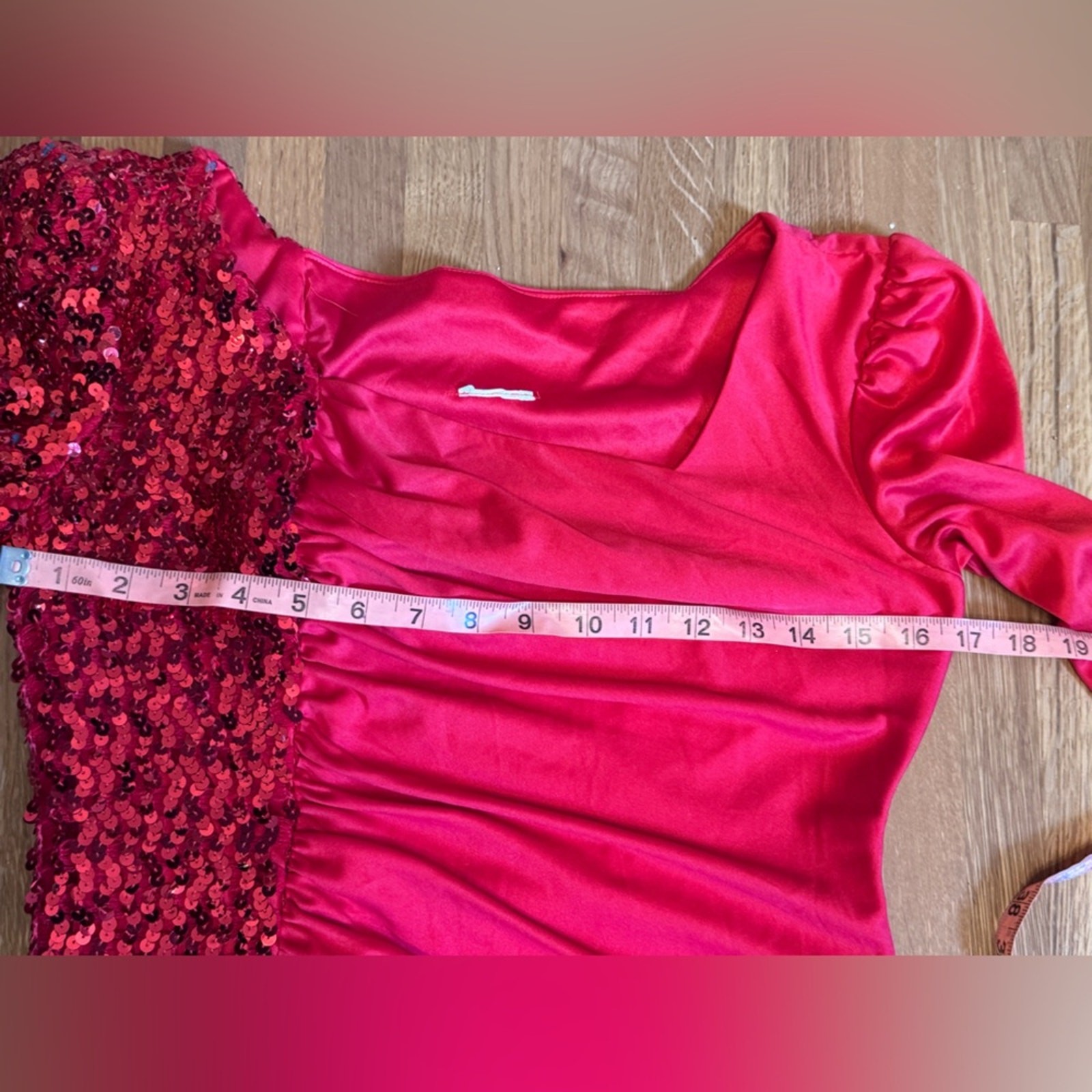 80s Vintage Dynasty Style Red Sequin Wiggle Dress Sz M
