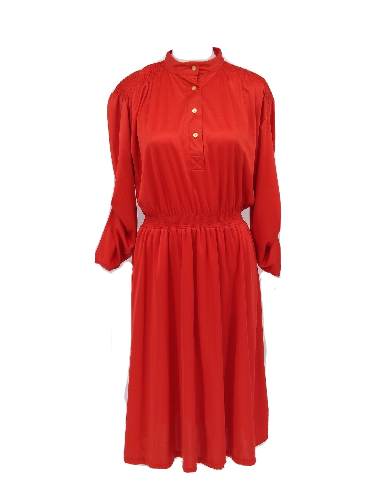 Vintage BYER TOO! Women&rsquo;s Red Button up Shirt Dress roll tab sleeves Sz S