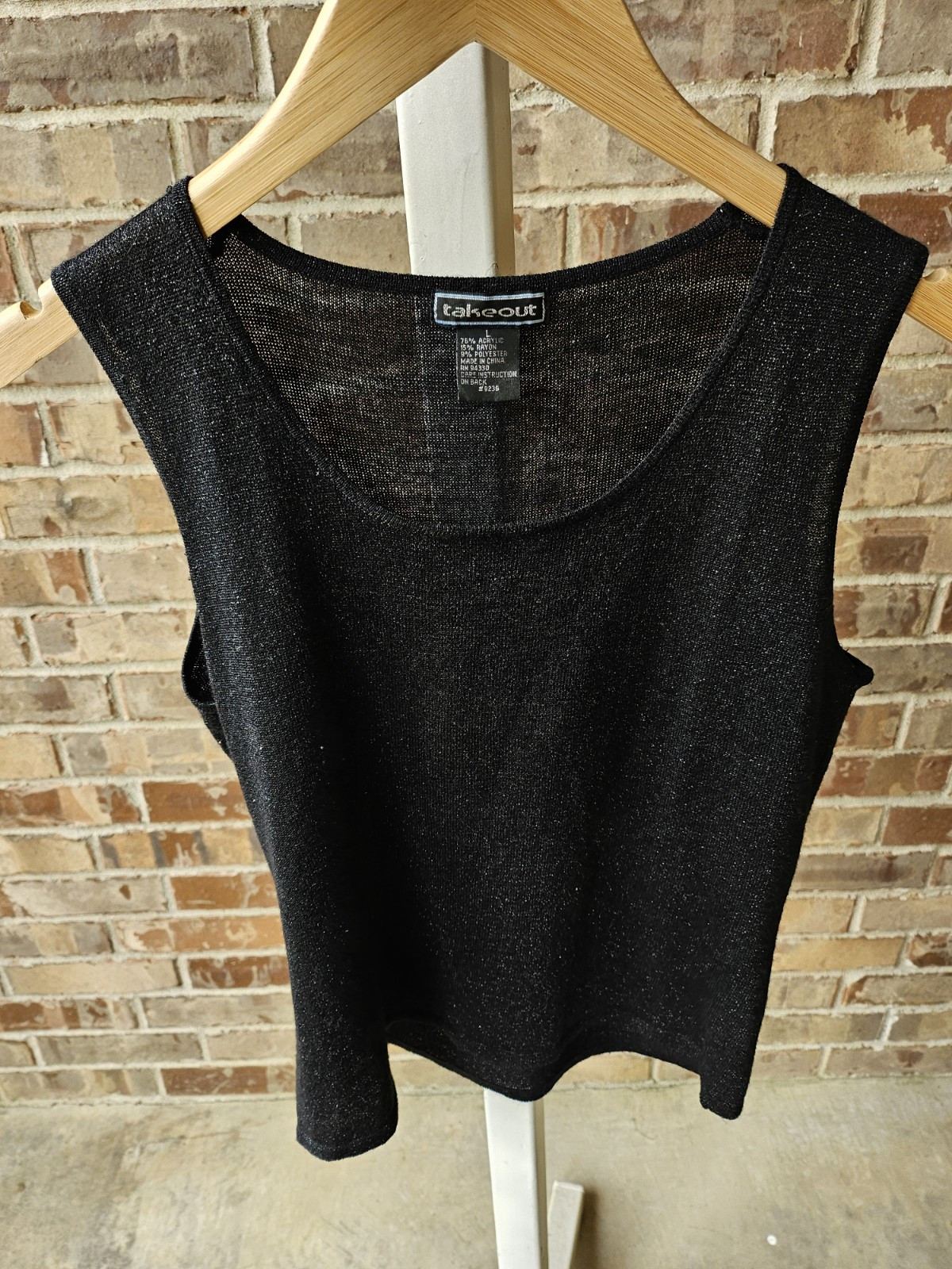 Vintage 1990s 2000s Black Glitter Sheer Tank Womens Small Junior Large Y2k