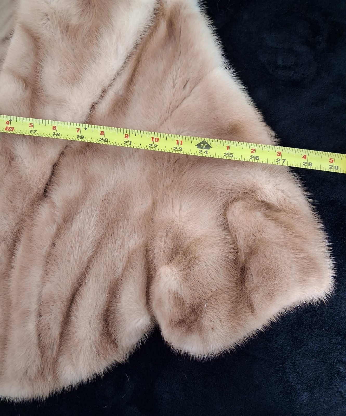 Vintage Custom Mink Fur Jacket Petite Small Shawl Collar Blonde Beige No Label