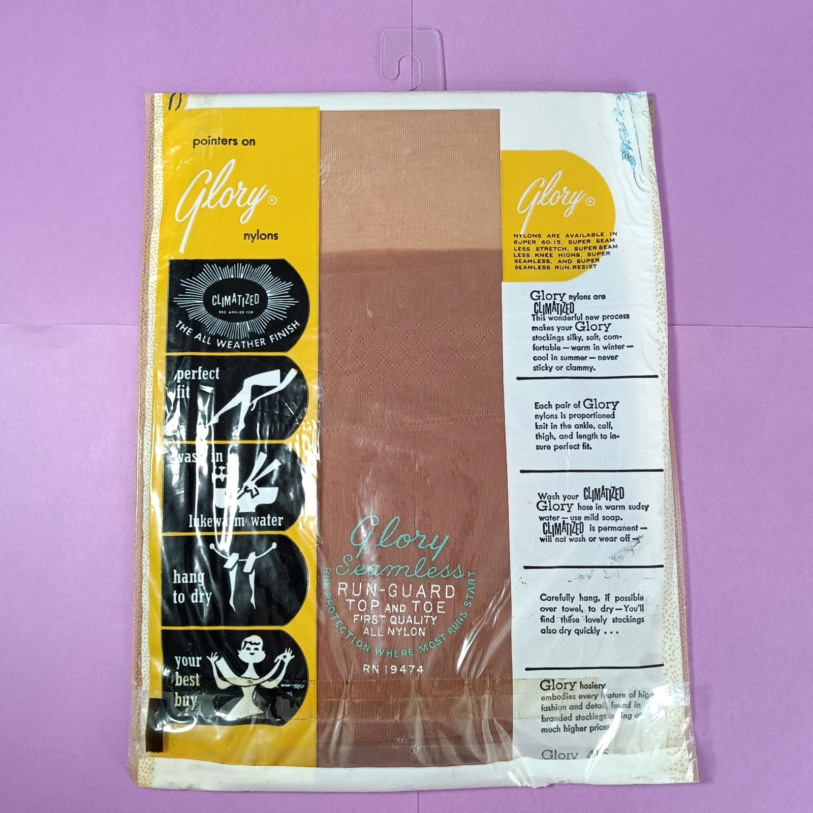 Glory Seamless nylon stockings Toastone vintage size 8.5 S new unused