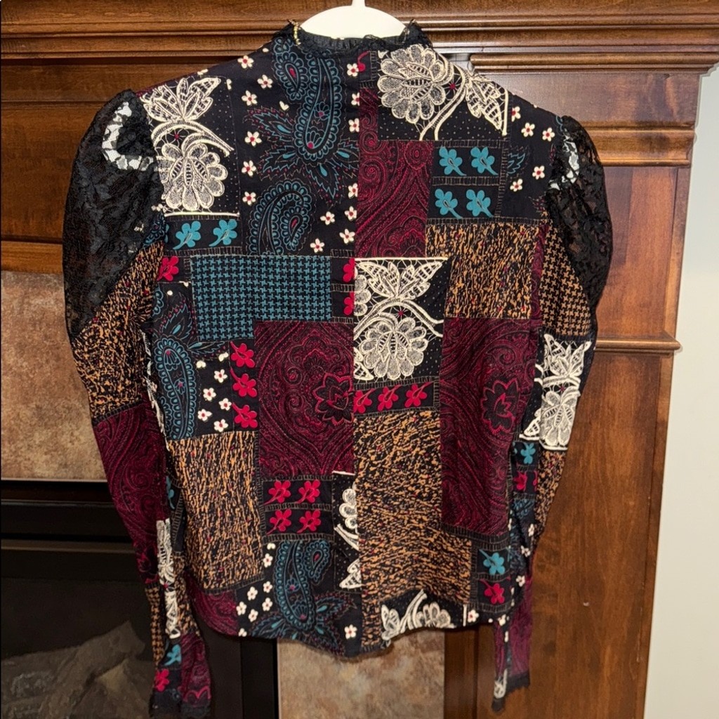 Vintage Circle T by Marilyn Lenox western patchwork button front shirt blouse M
