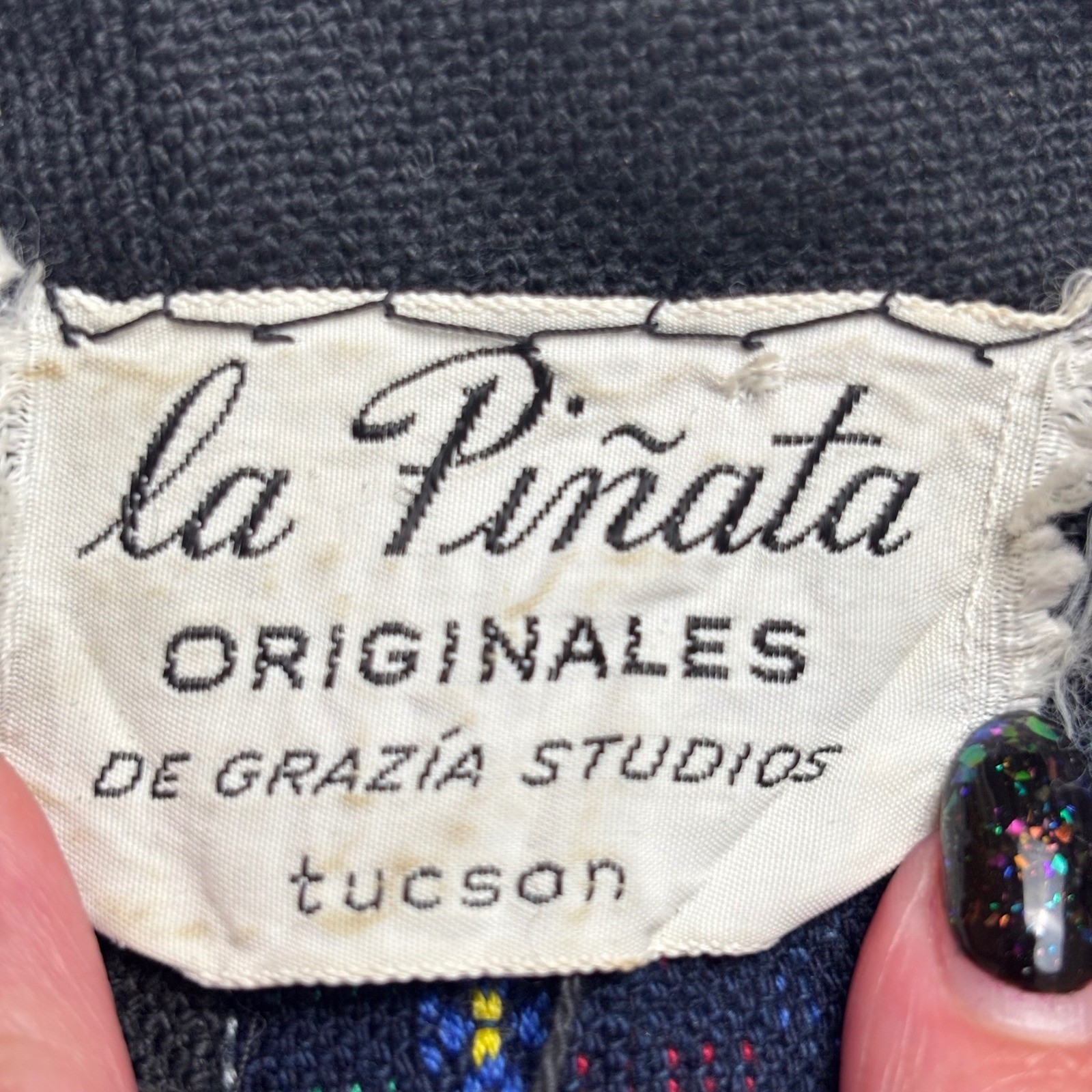 Vintage La Pinata Originales Grazia Studios Tucson Hand Woven Southwestern Top