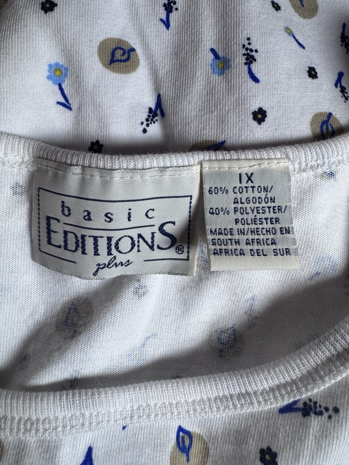 Vintage 90s Basic Editions White Floral Sleeveless Cottagecore Tank Top Sz 1X