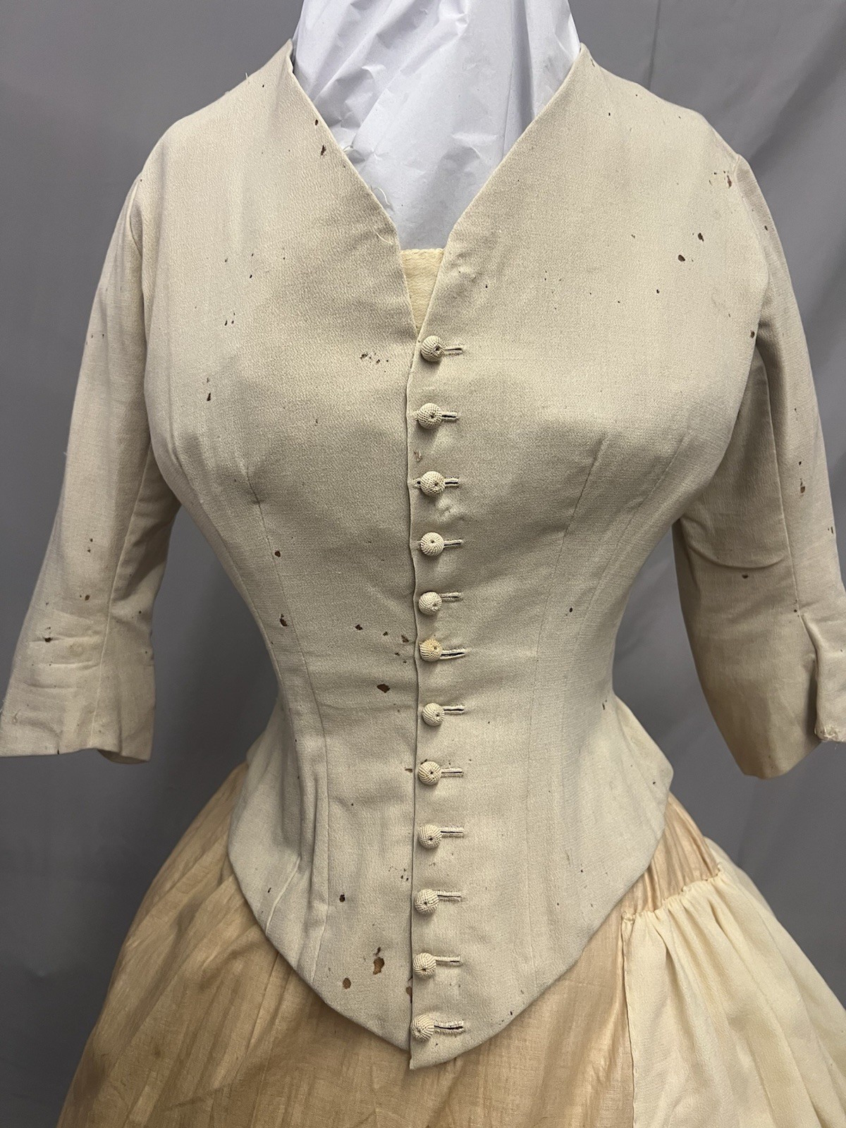 1870’s Two Pc Ivory Wool Bustle Gown