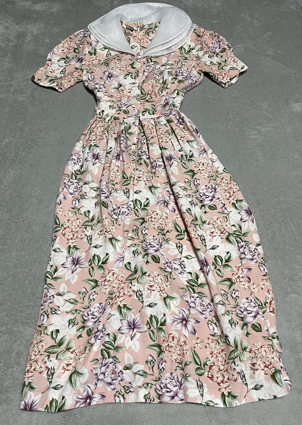 Vintage Karin Stevens Dress Womens 6 Prairie Lace Collar Floral Cottagecore 80s