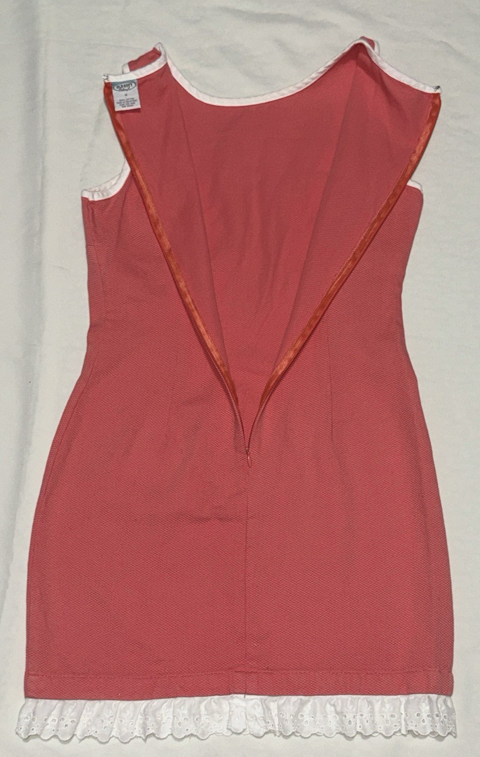 Vintage OLD NAVY Clothing Co Coral Red Tank Dress Eyelet Trim Size 4