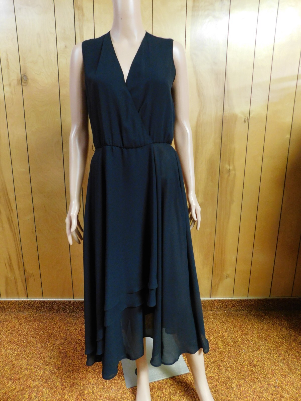 Vintage CARON Black Wrap Dress Waist 29-31&Prime;*