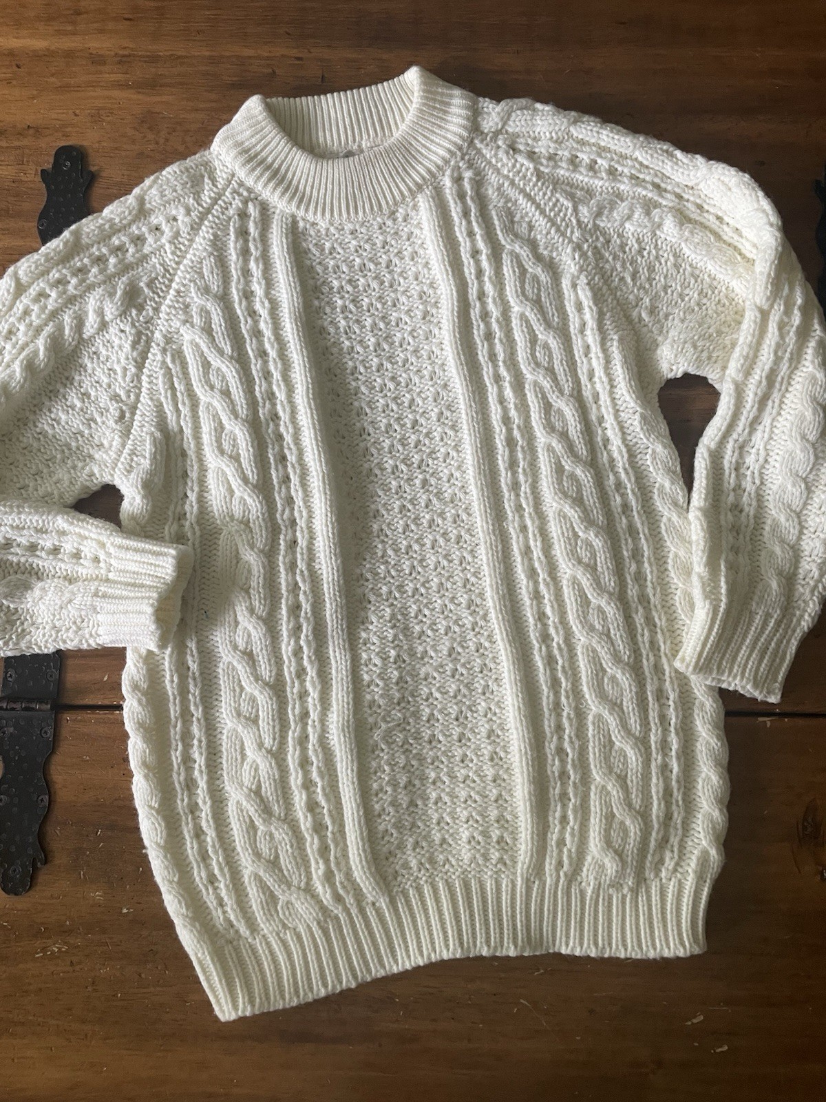Vintage Miss Holly Acrylic Fishermen Cableknit Sweater Medium M Coastal