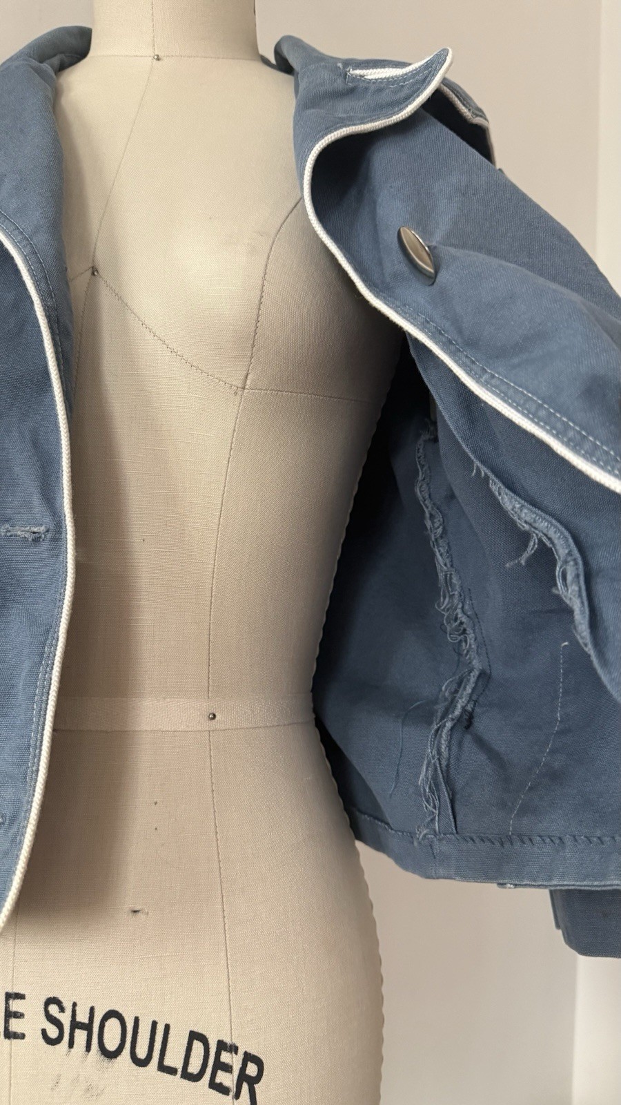 1950s Sailor Collar Cropped Jacket Dusty Blue Rayon Faille Nautical Sportswear