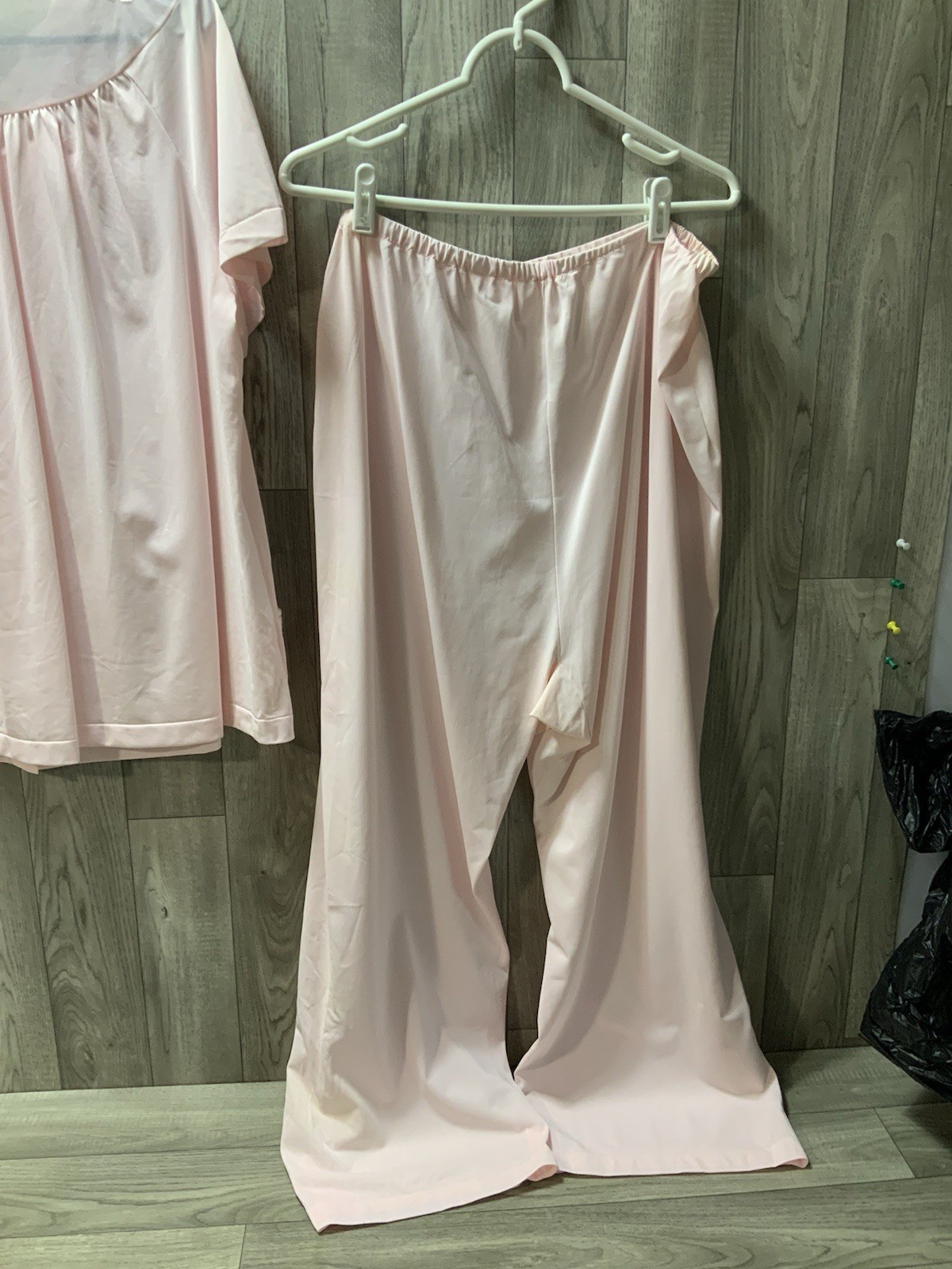 Vintage Shadowline Pink 3 Piece Set Nightgown/Pants/robe House Coat Size 44 Larg