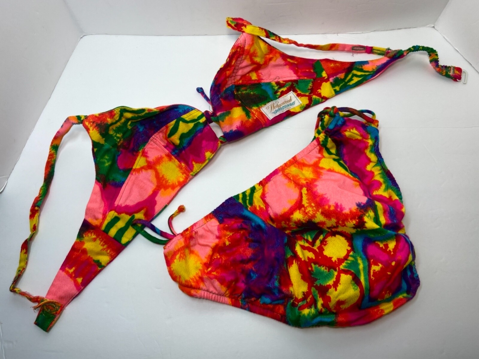 VTG 1960’s Psychedelic Tie Dye Bikini Swimsuit Handmade By Wedgewood No Size Tag