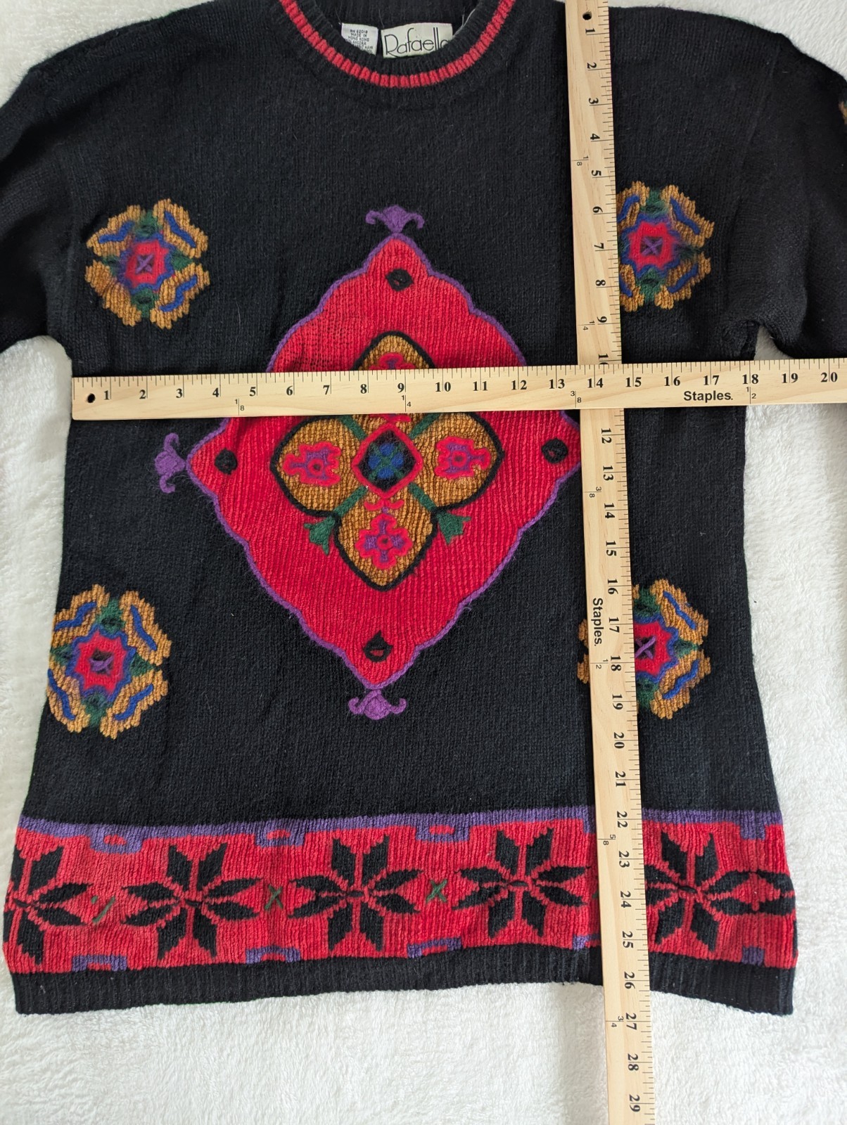 VTG 80&rsquo;s Angora Wool Blend Crew Neck Sweater Women&rsquo;s Size S Cabincore Holiday